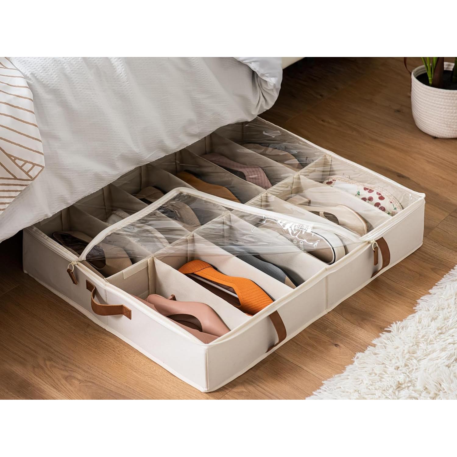 Organizador de Zapatos StorageWorks Beige Bajo la Cama, 2 Piezas