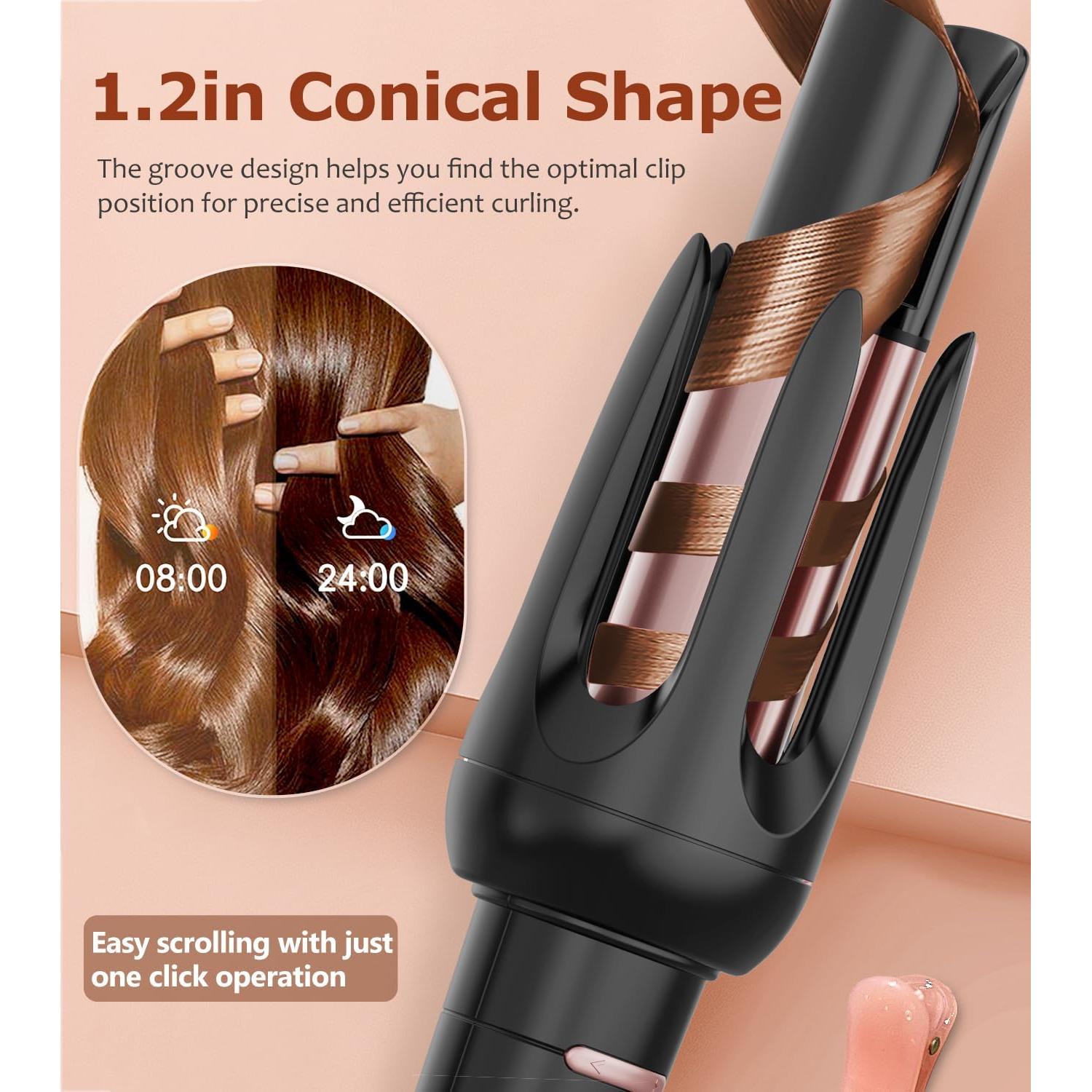 Rizador de Cabello Automático BILITOK Negro 4 Temperaturas 3 Temporizadores