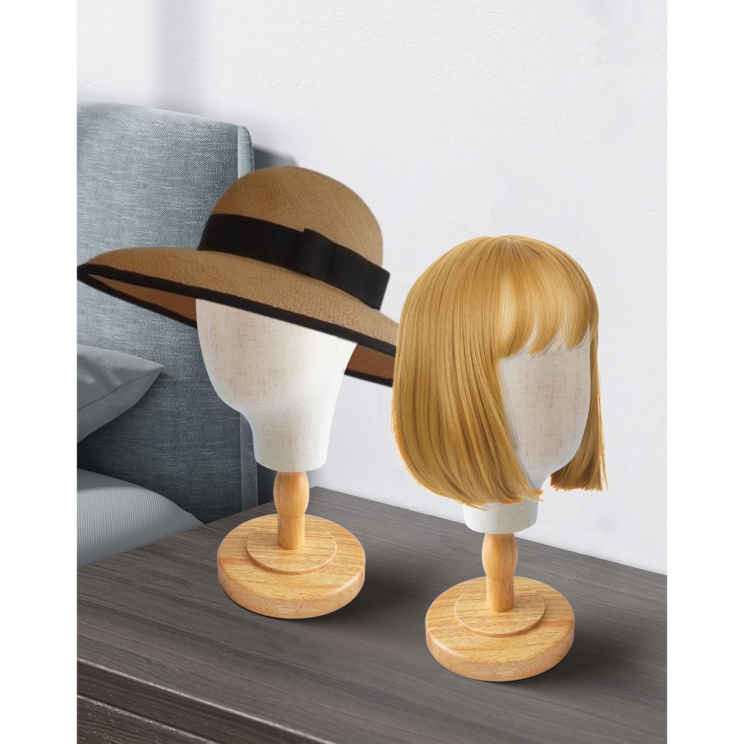 Soporte de Cabeza de Peluca CHADWICK 53 cm con Base de Madera