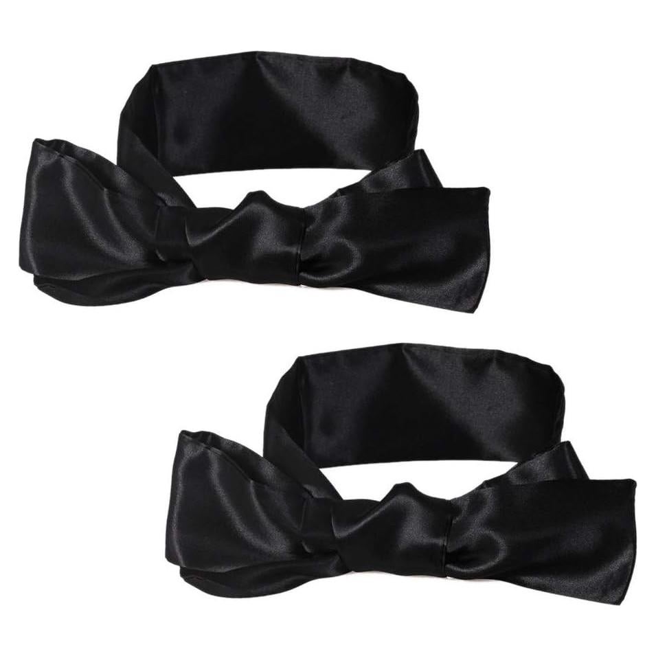 2 Piezas Máscara de Satín para Dormir Pimoys Ajustable Negro