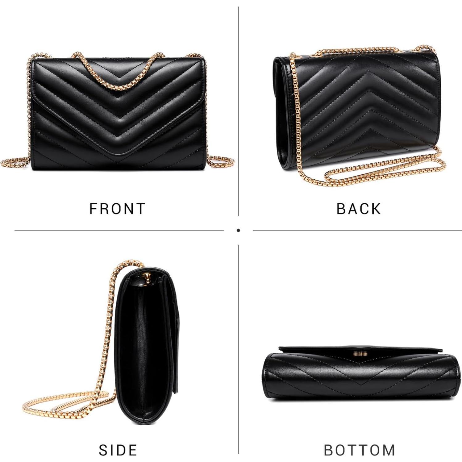 Bolso de mano cruzado acolchado Dasein para mujer negro