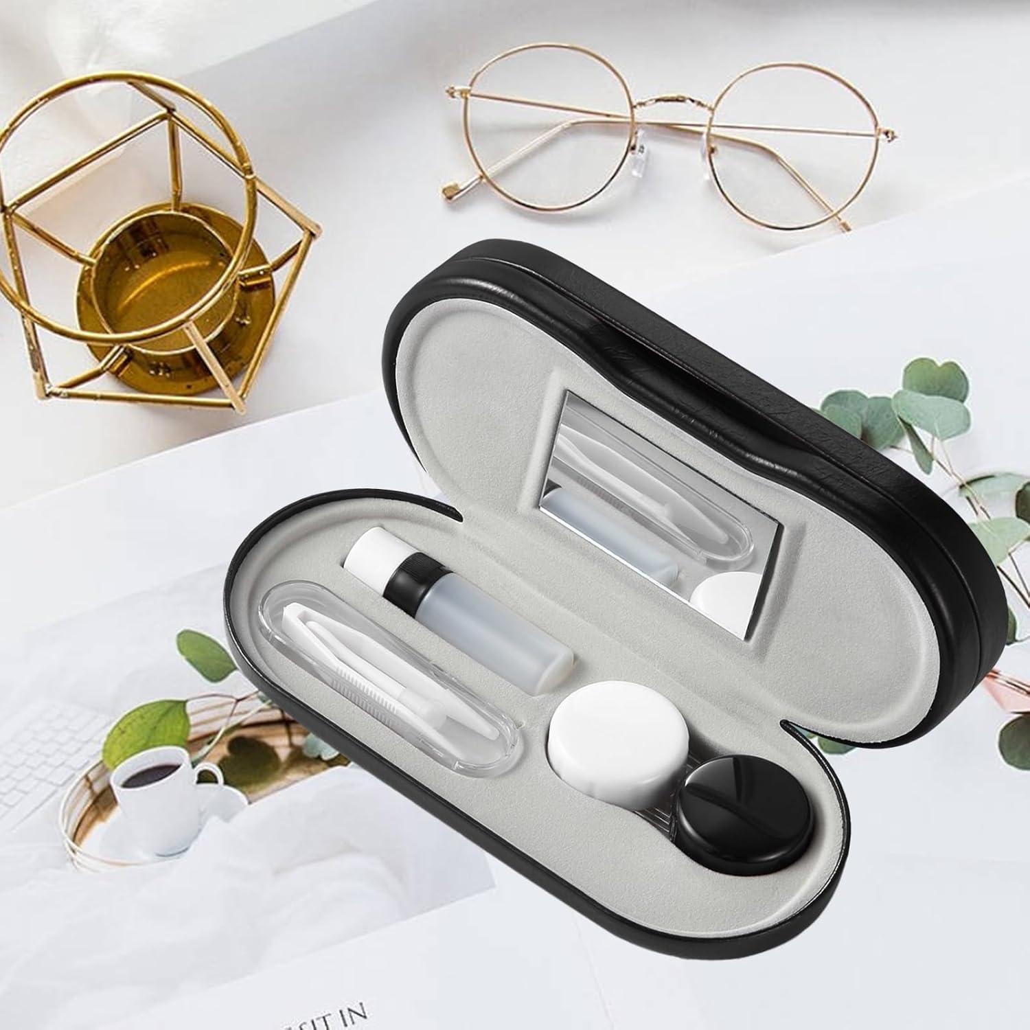 Estuche 2 en 1 para Lentes de Contacto MUDOR Negro con Accesorios
