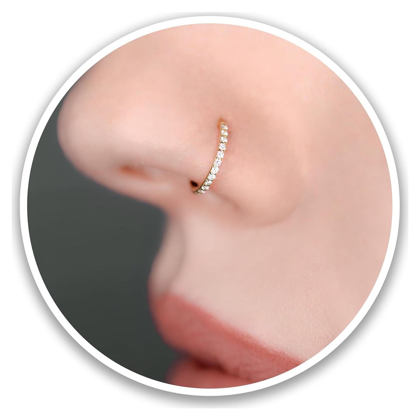 Aro de nariz hipoalergénico 16G 6mm oro 14K - Joyería HANCAO