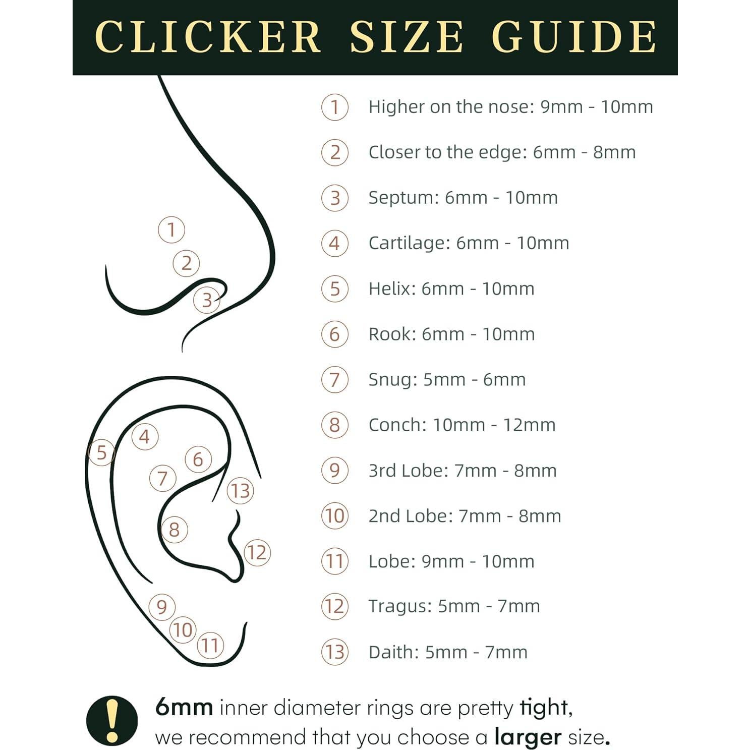 Aro de nariz hipoalergénico 16G 6mm oro 14K - Joyería HANCAO