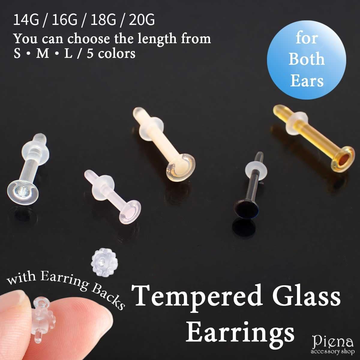 Pendientes de Stud Hipoalergénicos Piena 13mm Vidrio Templado