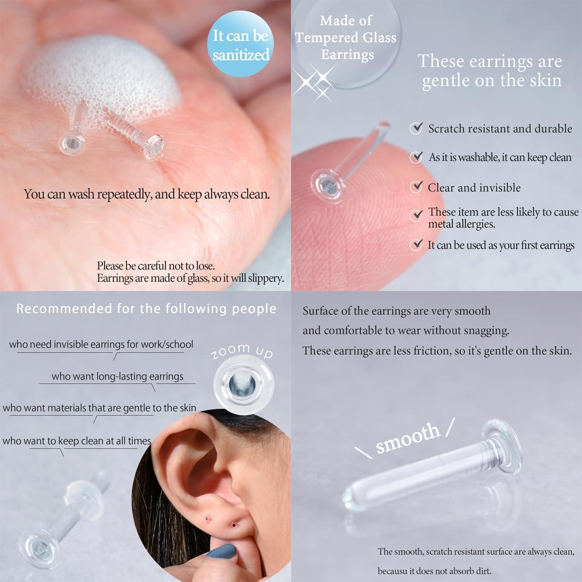 Pendientes de Stud Hipoalergénicos Piena 13mm Vidrio Templado