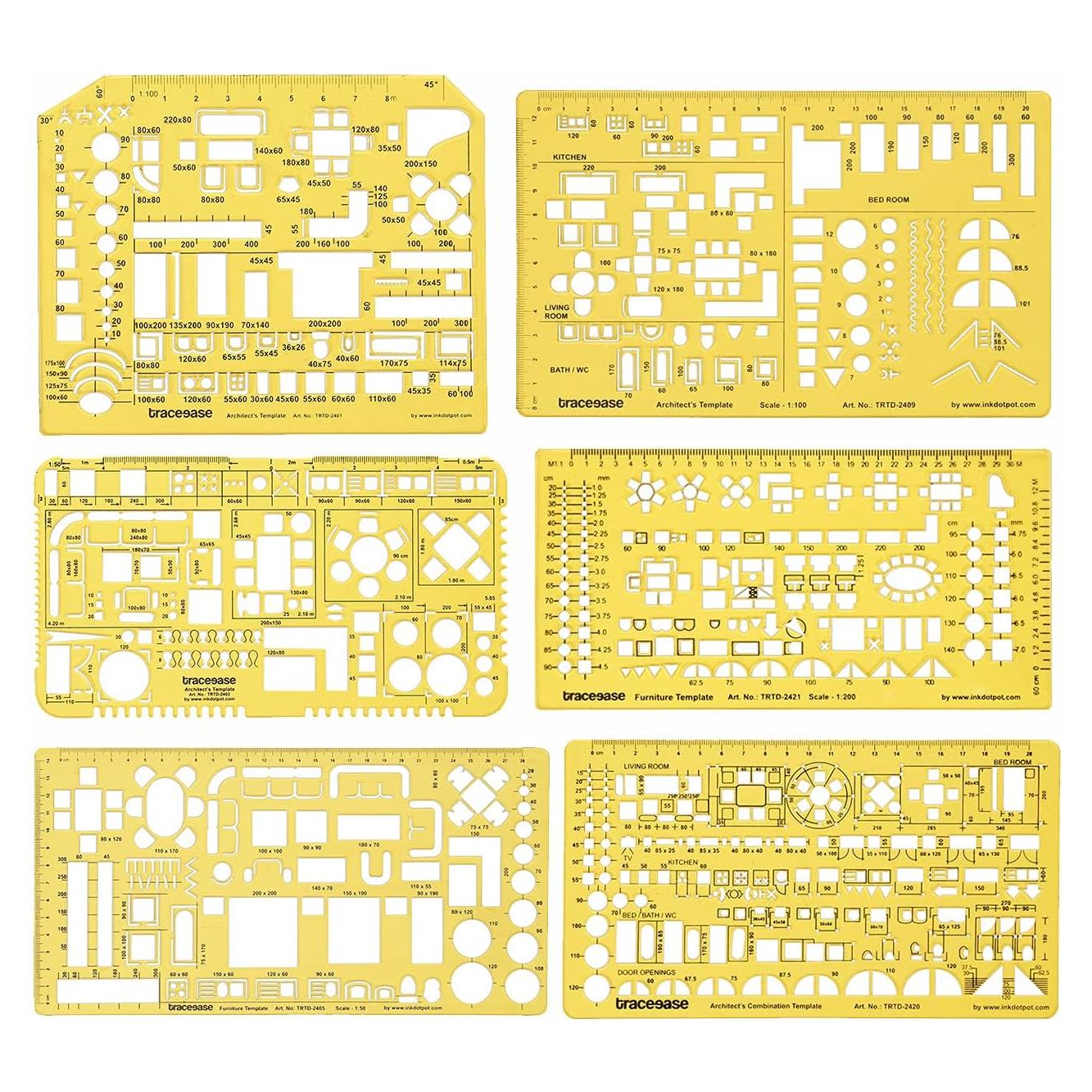Plantillas de Dibujo Traceease - Paquete de 6 - Alta Calidad