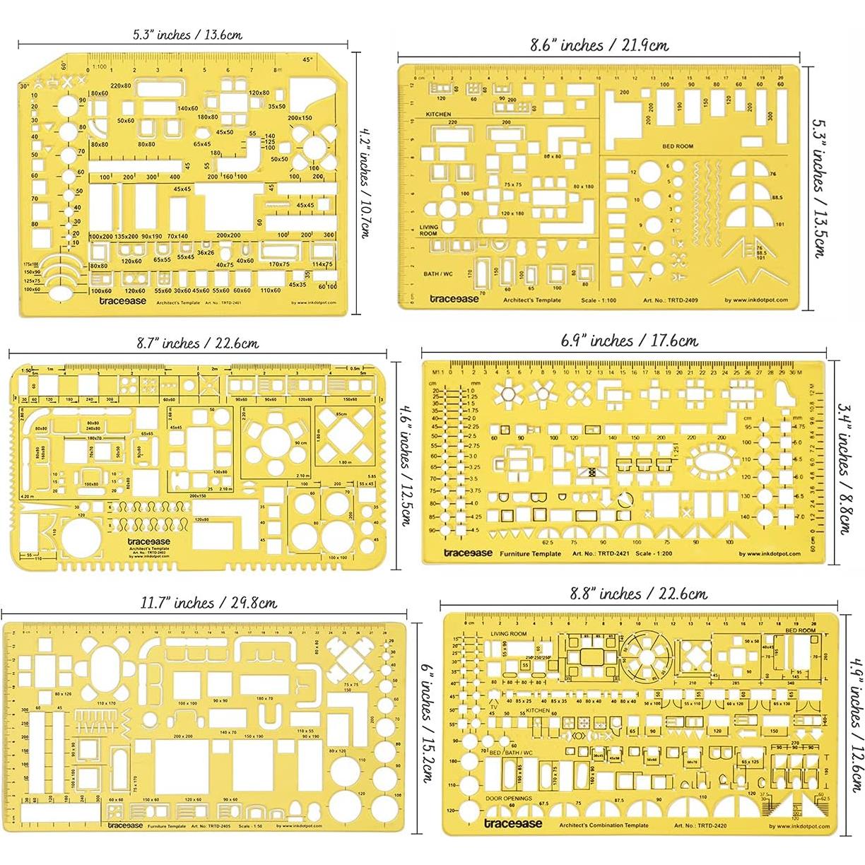 Plantillas de Dibujo Traceease - Paquete de 6 - Alta Calidad