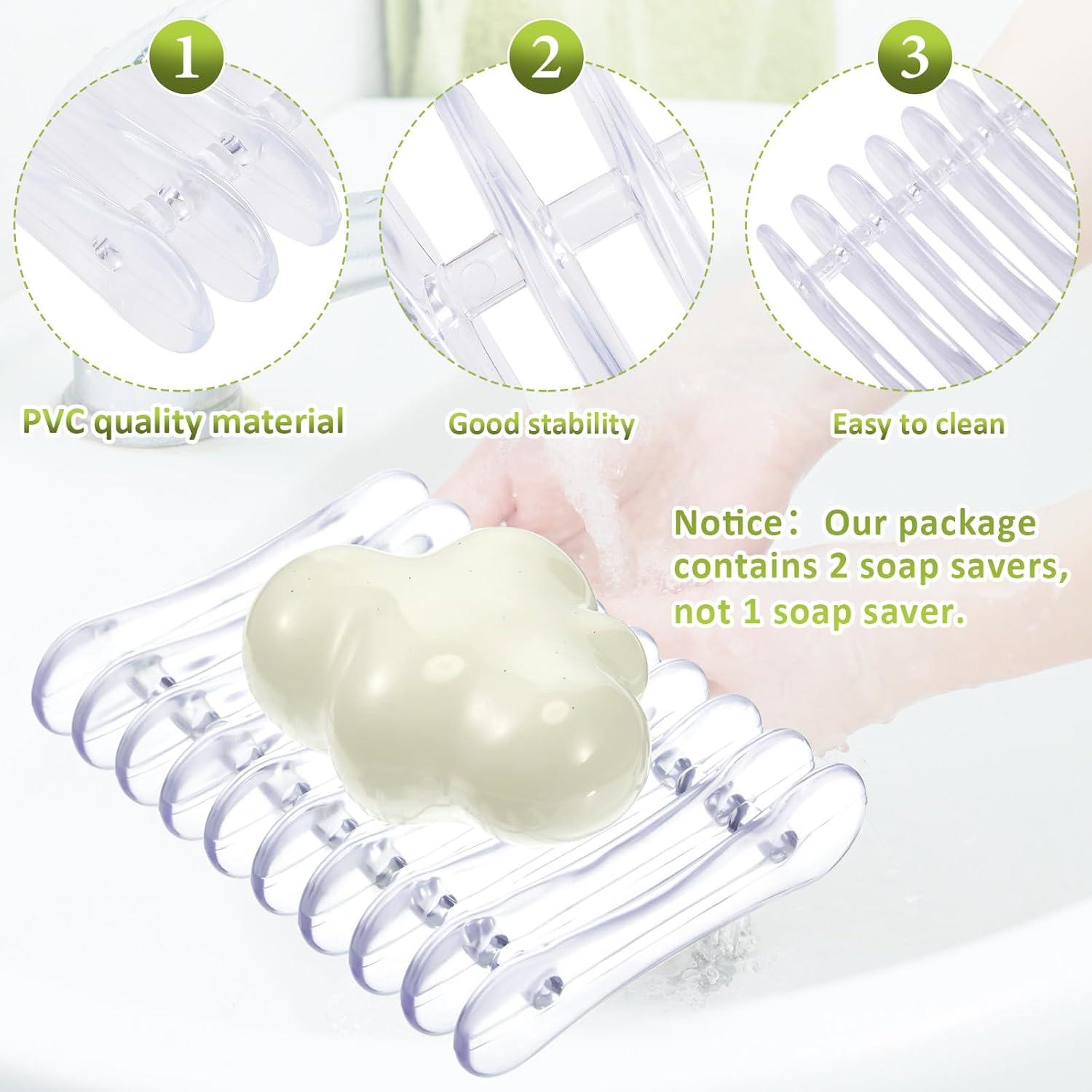 Soporte de Jabón de Plástico CHENGU 2 Piezas Drenante Transparente