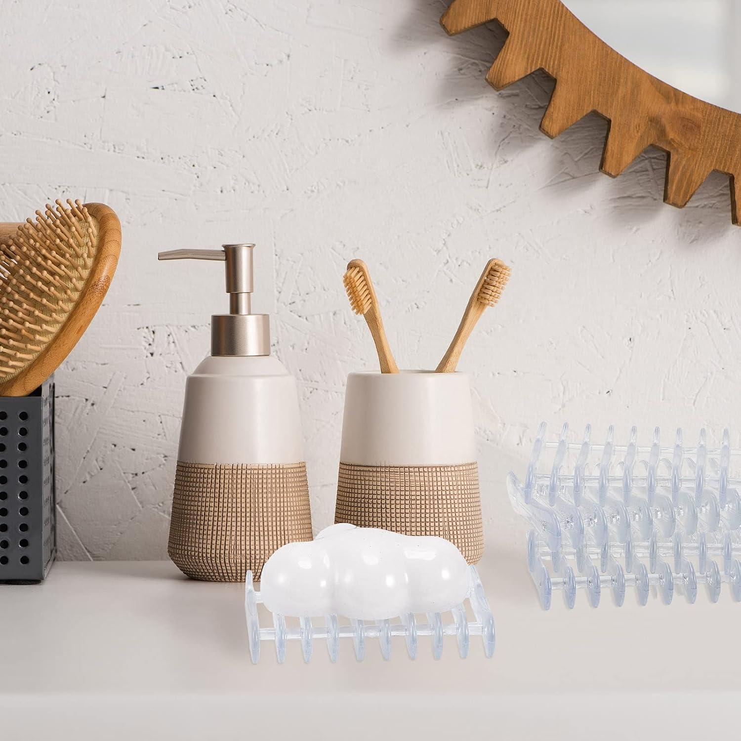 Soporte de Jabón de Plástico CHENGU 2 Piezas Drenante Transparente