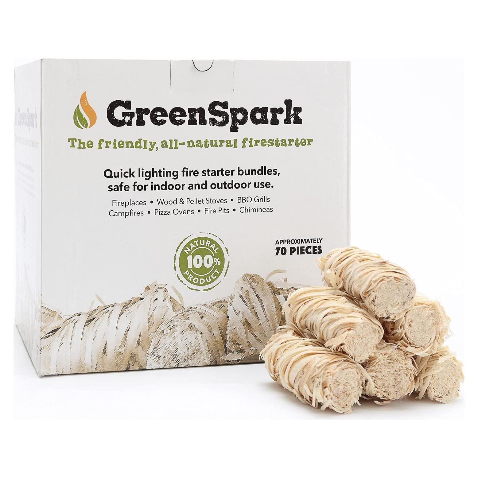 Encendedores de fuego GreenSpark 70 piezas naturales para BBQ