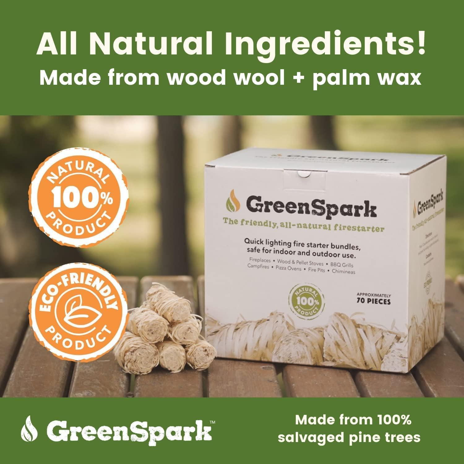 Encendedores de fuego GreenSpark 70 piezas naturales para BBQ