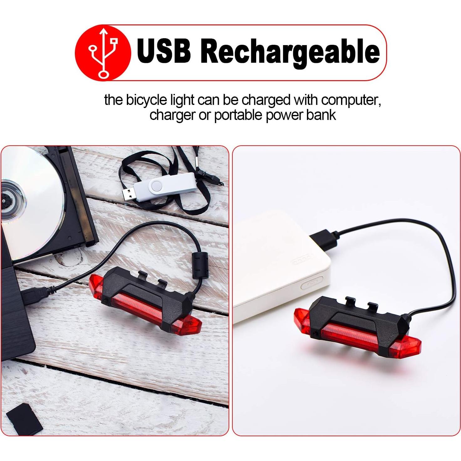 6 Luces de Bicicleta Recargables Mudder Impermeables USB