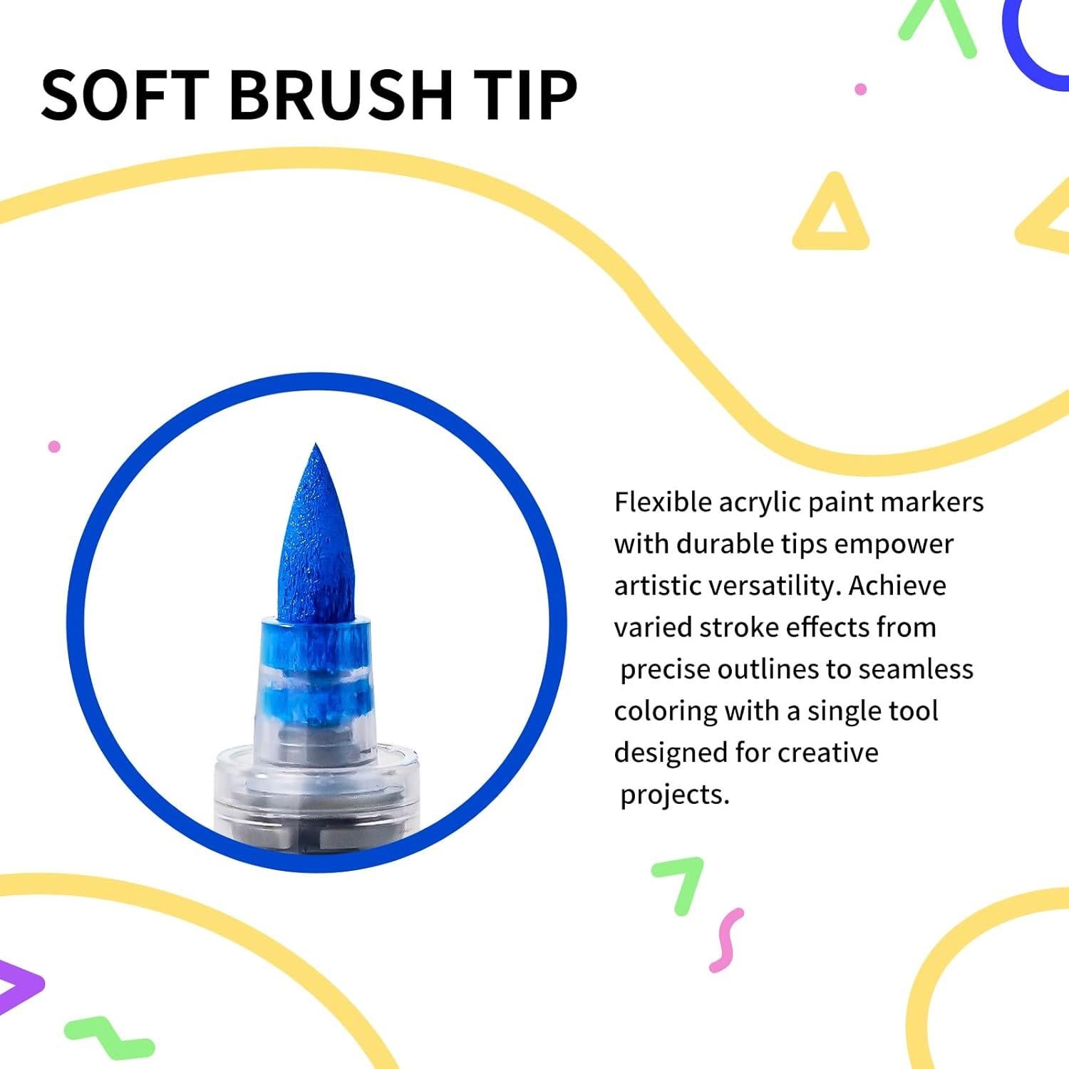 Marcadores Acrílicos POMAC 12 Colores Punta de Pincel