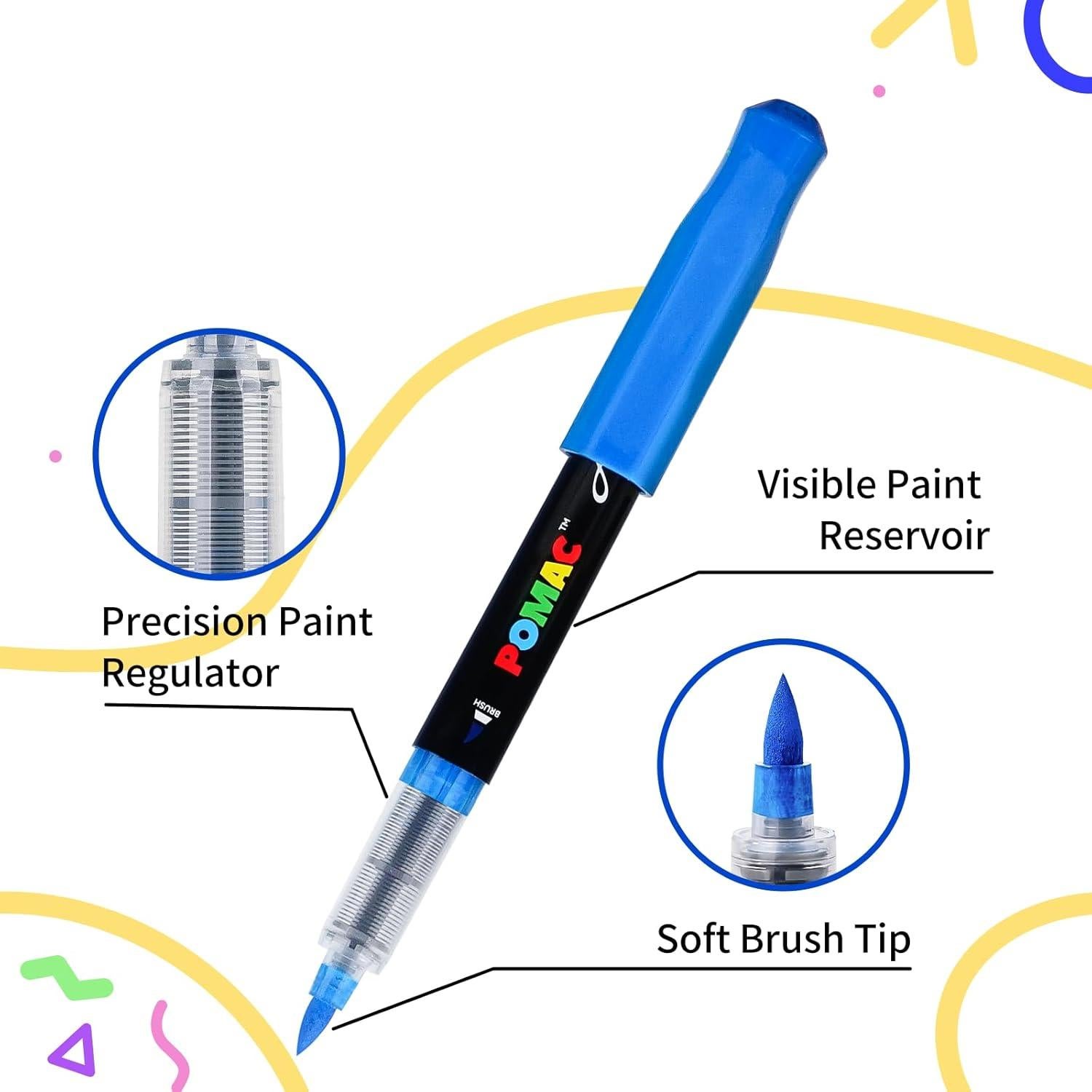 Marcadores Acrílicos POMAC 12 Colores Punta de Pincel