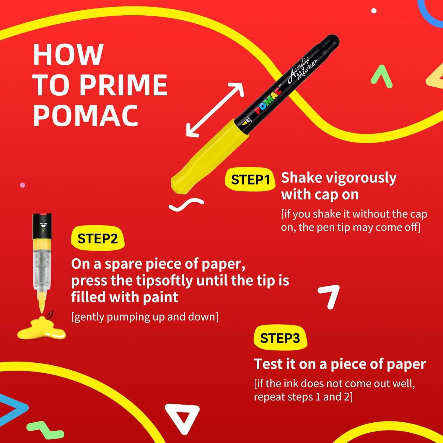 Marcadores Acrílicos POMAC 12 Colores Punta de Pincel