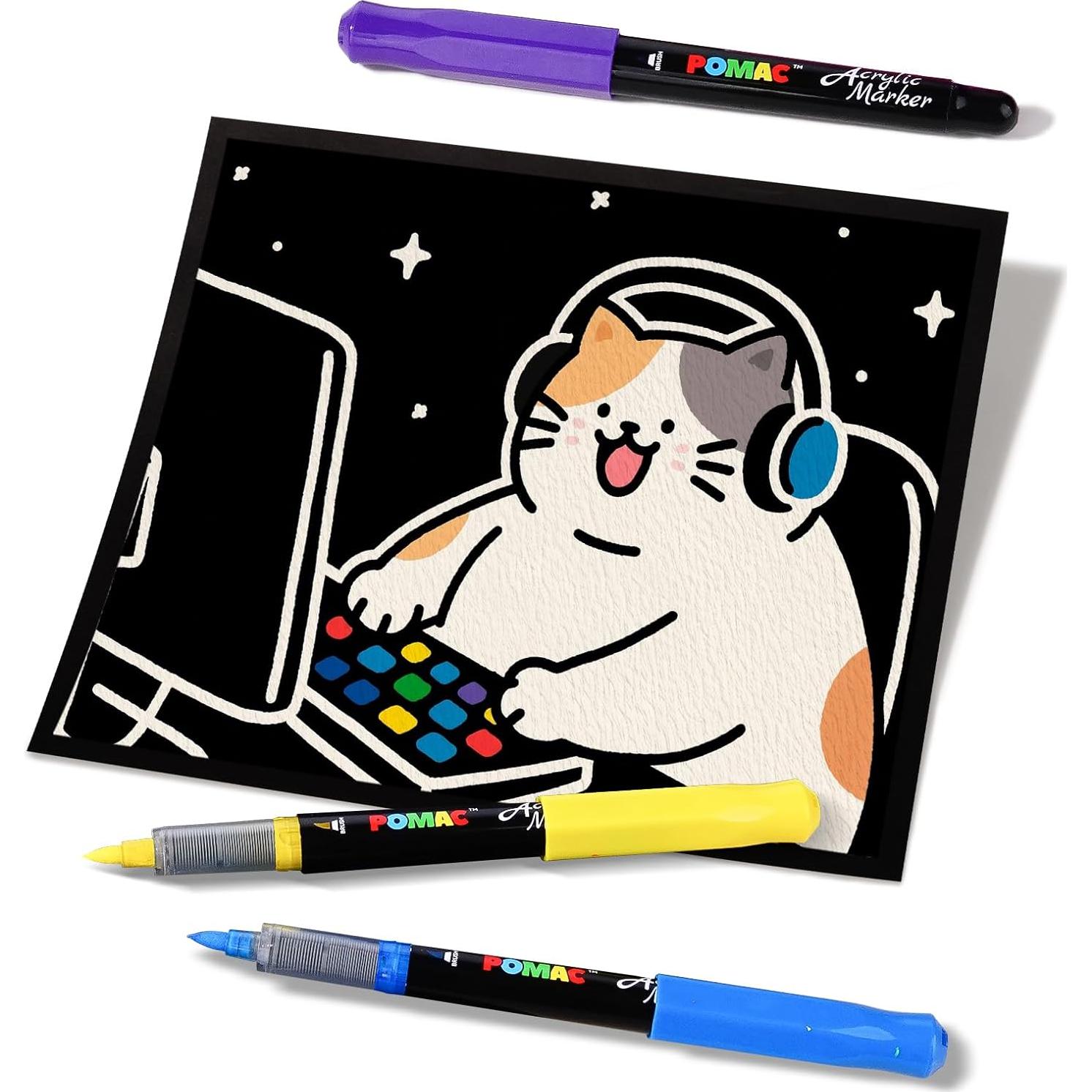 Marcadores Acrílicos POMAC 12 Colores Punta de Pincel
