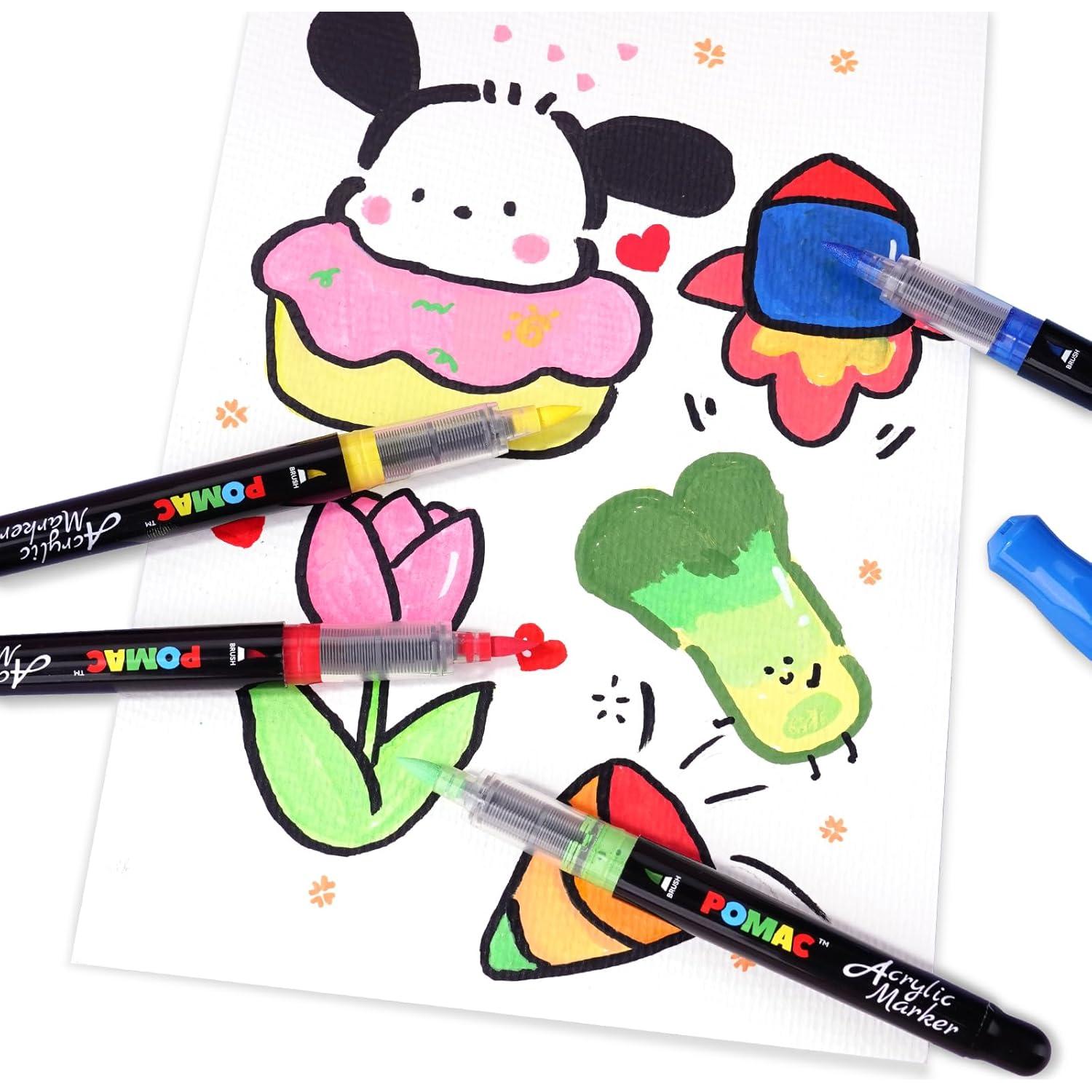 Marcadores Acrílicos POMAC 12 Colores Punta de Pincel