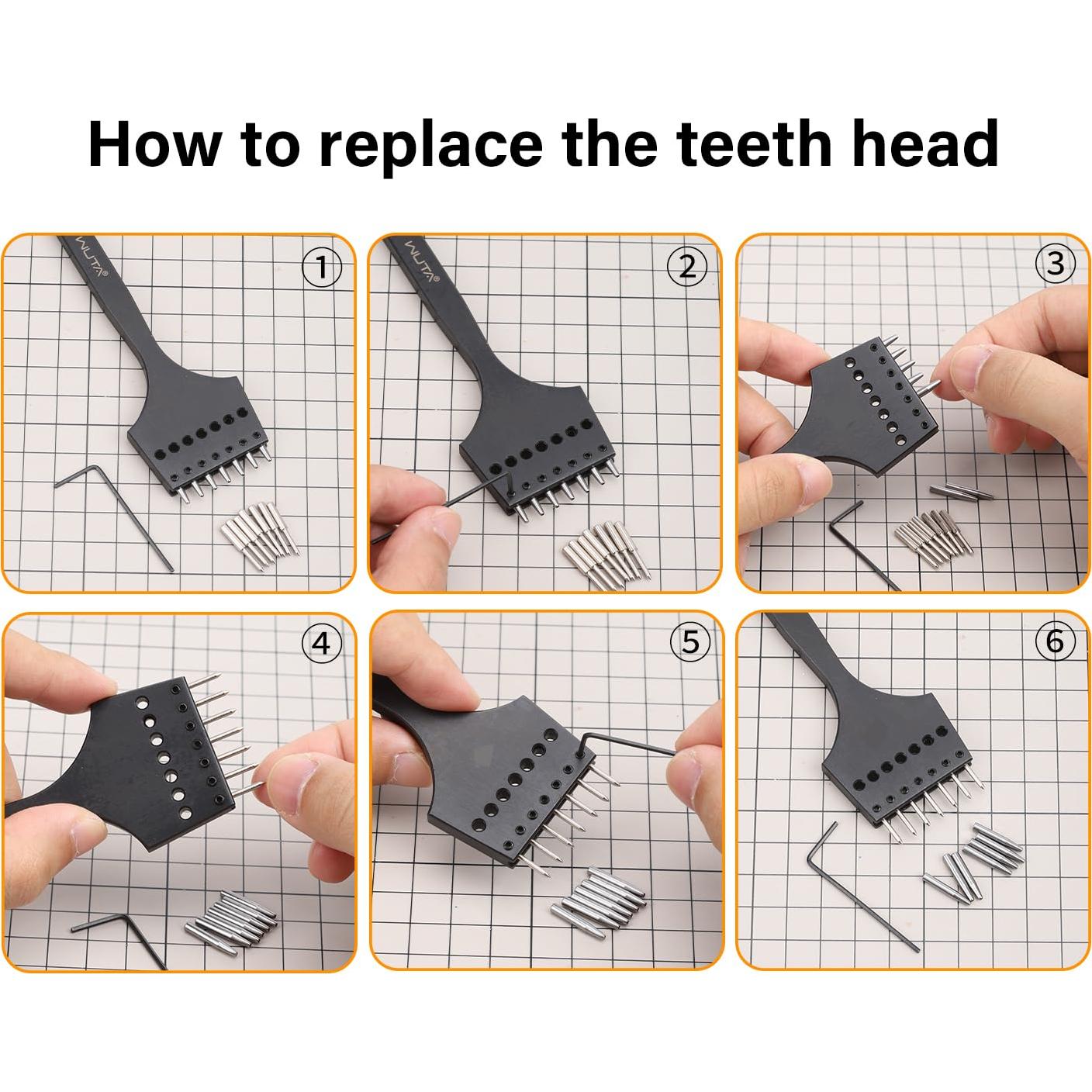 Punzón de Cuero WUTA 3mm Juego de 2+5+10 Agujeros