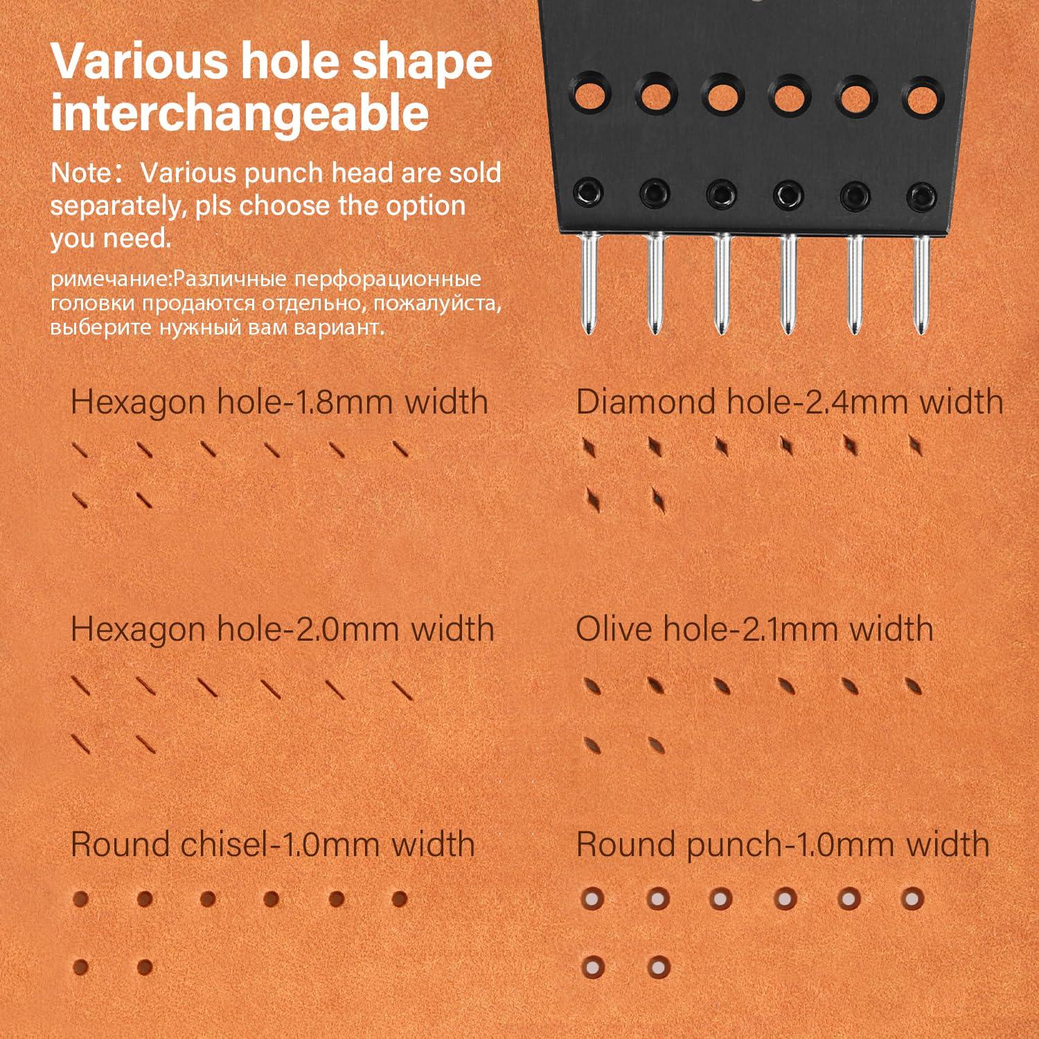 Punzón de Cuero WUTA 3mm Juego de 2+5+10 Agujeros