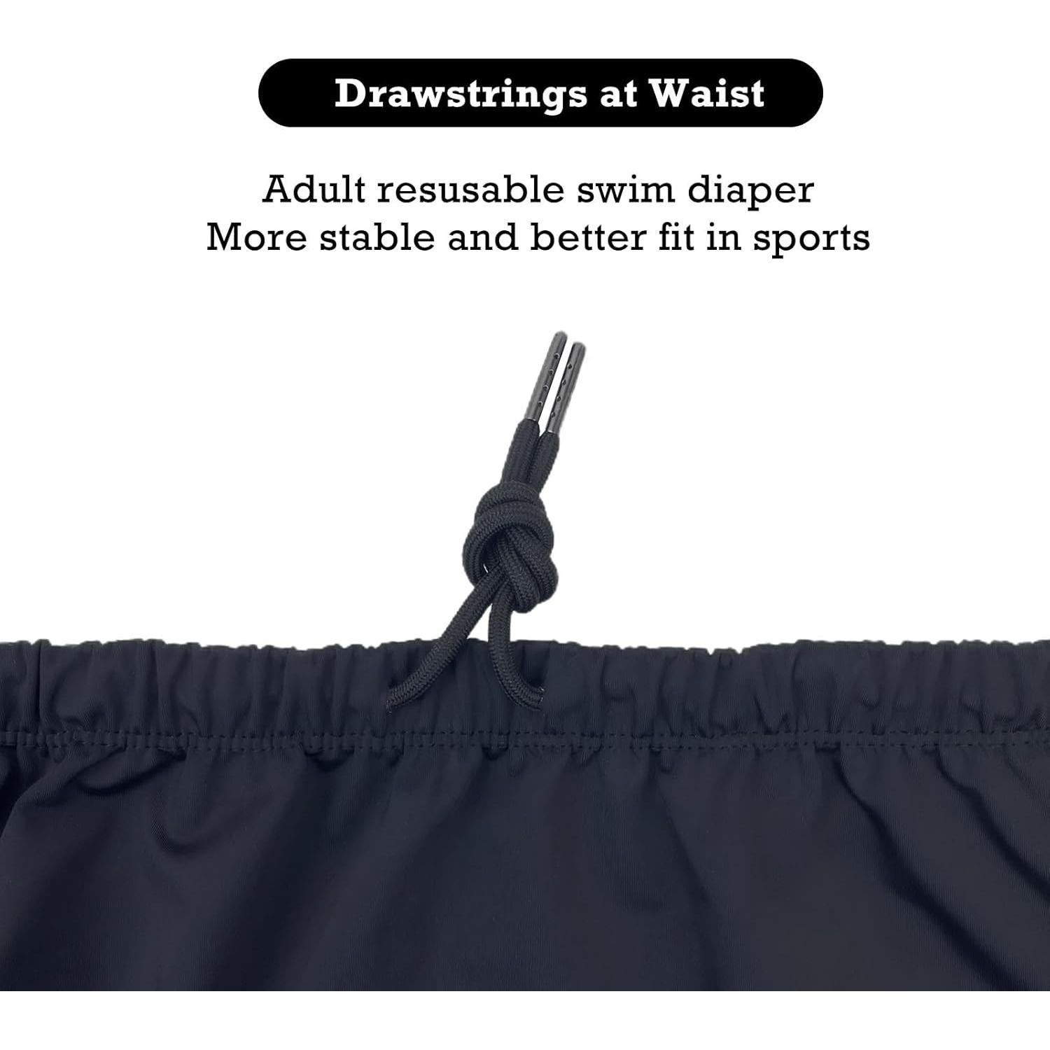 Pañal de Natación Reutilizable AQX para Adultos Negro S