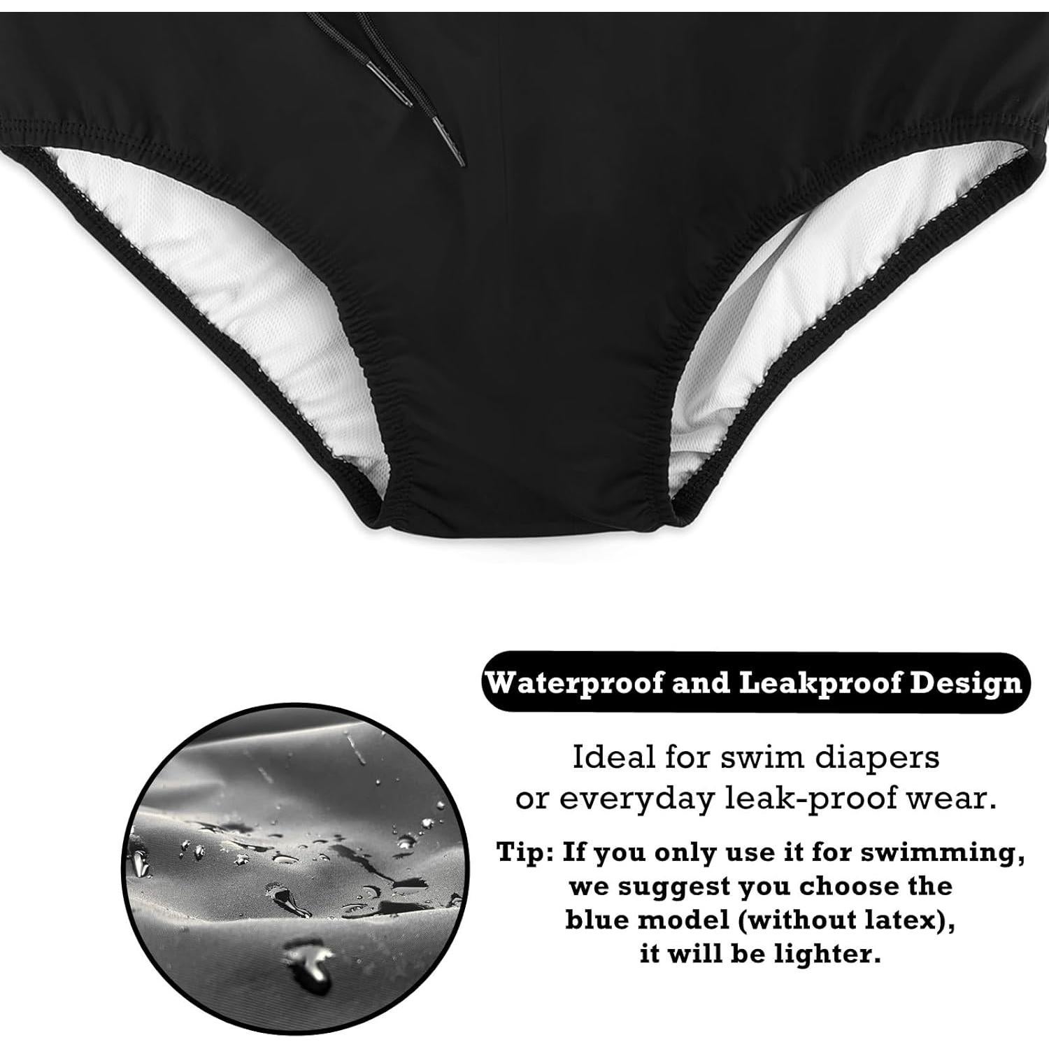 Pañal de Natación Reutilizable AQX para Adultos Negro S