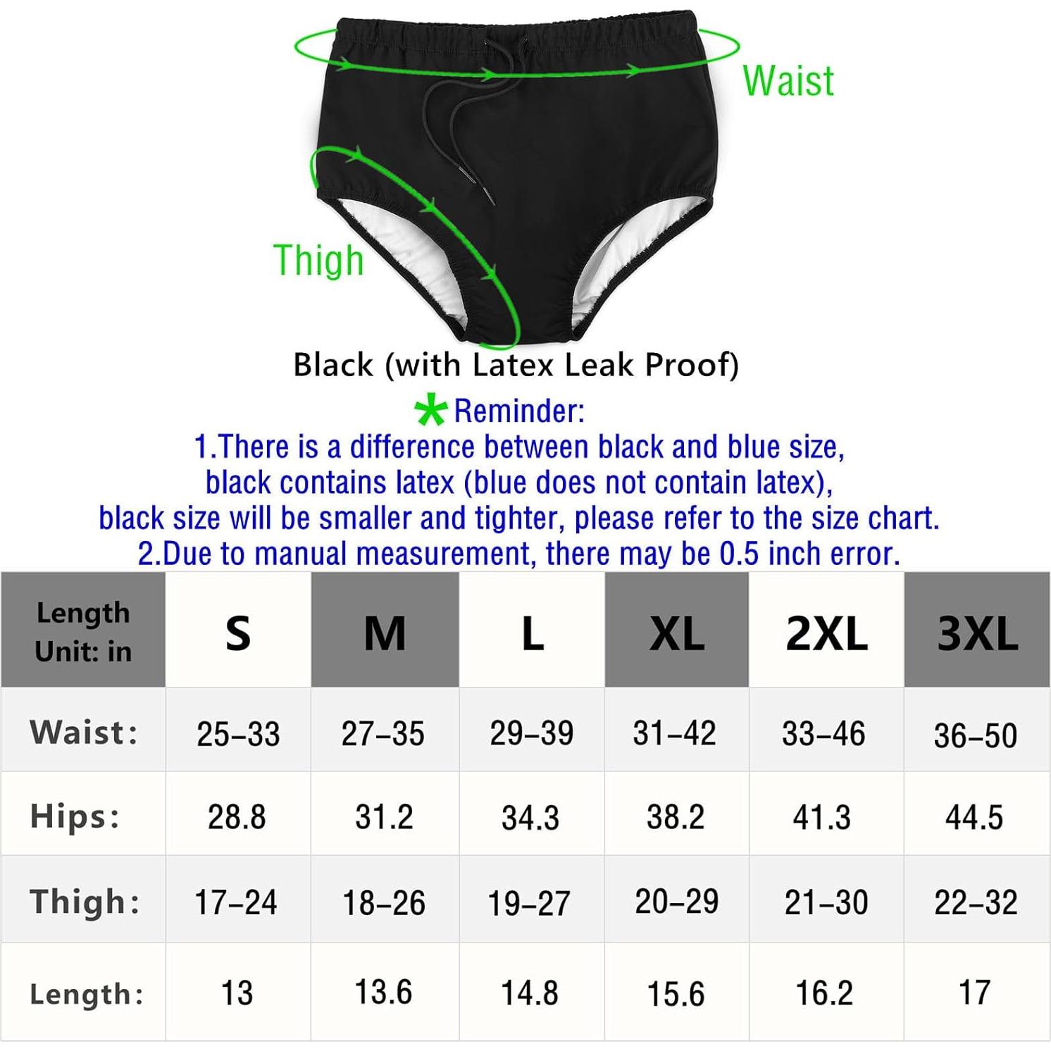 Pañal de Natación Reutilizable AQX para Adultos Negro S