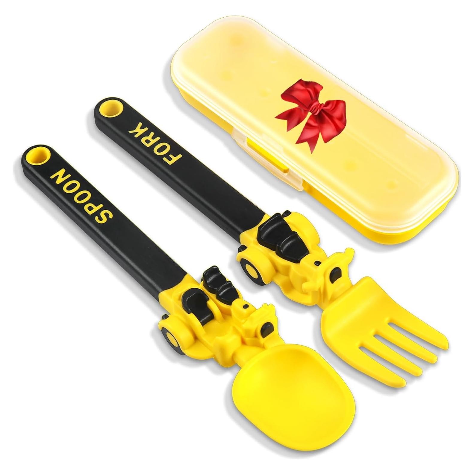Set de Utensilios para Niños Deinyi - Cuchara y Tenedor Amarillo