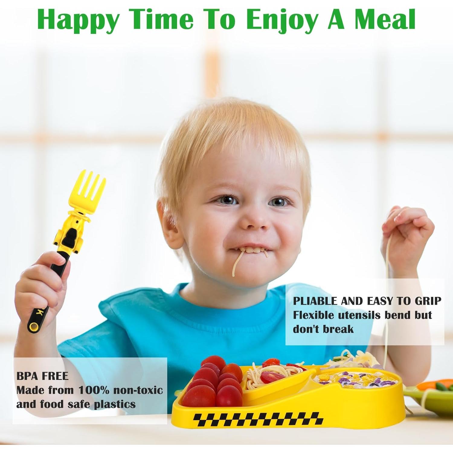 Set de Utensilios para Niños Deinyi - Cuchara y Tenedor Amarillo