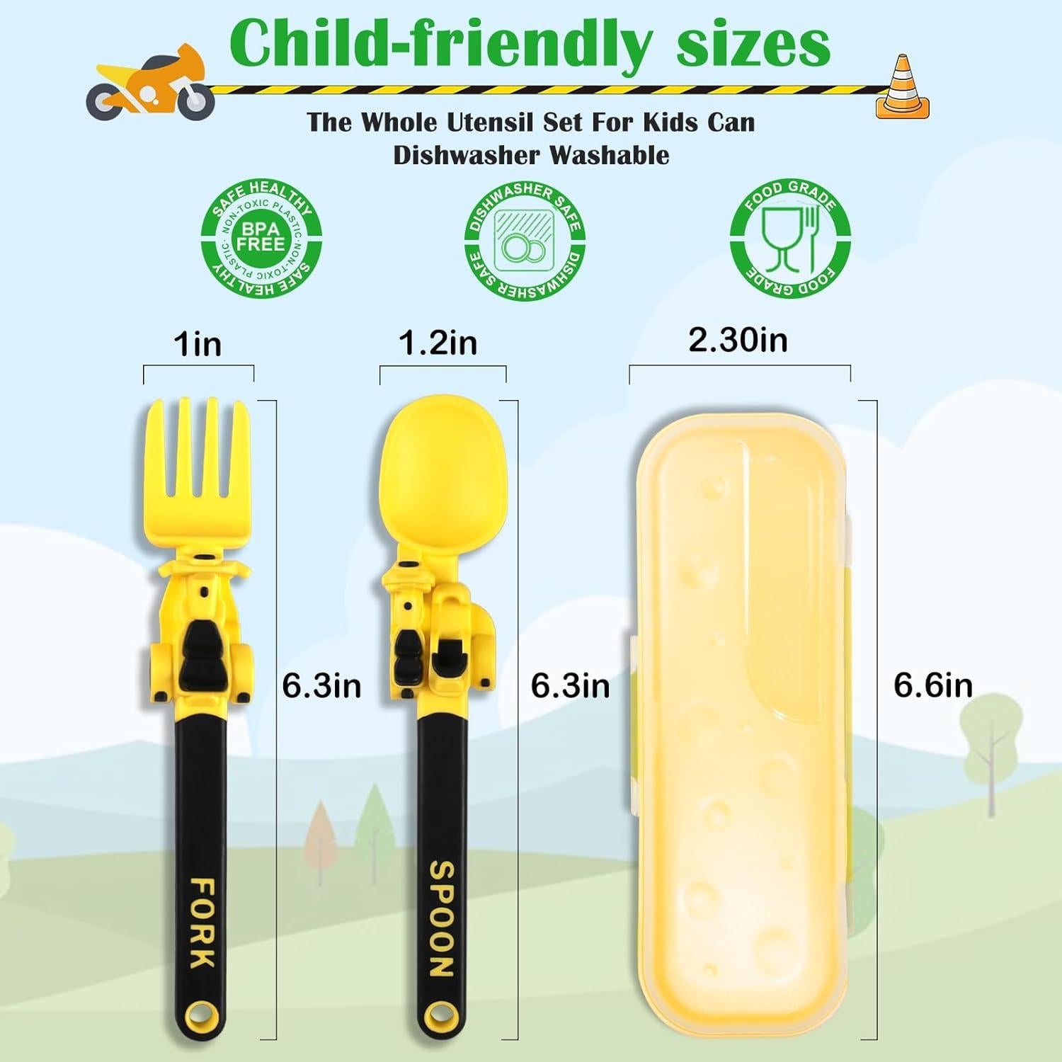 Set de Utensilios para Niños Deinyi - Cuchara y Tenedor Amarillo