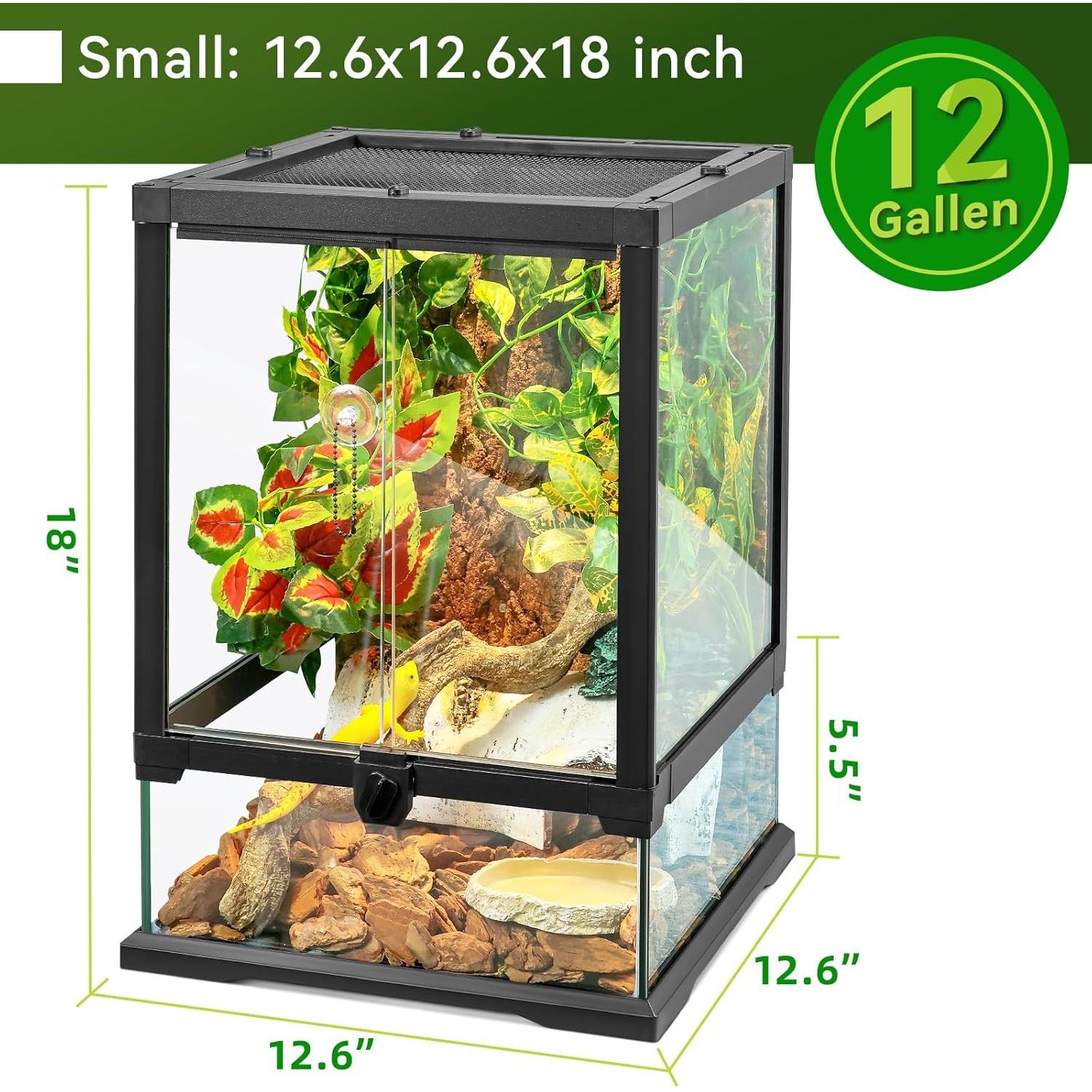 Tanque de Reptiles de Vidrio 45.72x30.48x30.48 cm Binano