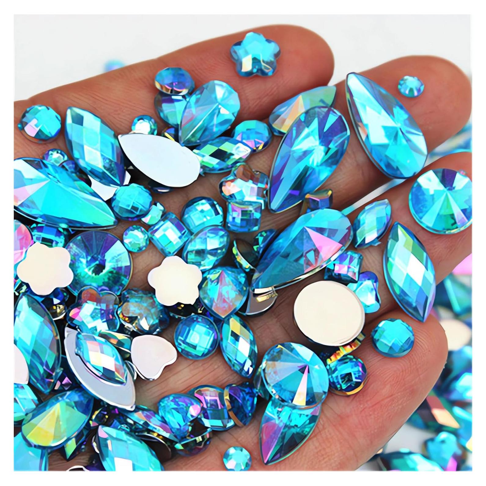 Mezcla de 1440 gemas acrílicas Aguamarina AB 3-10mm para manualidades