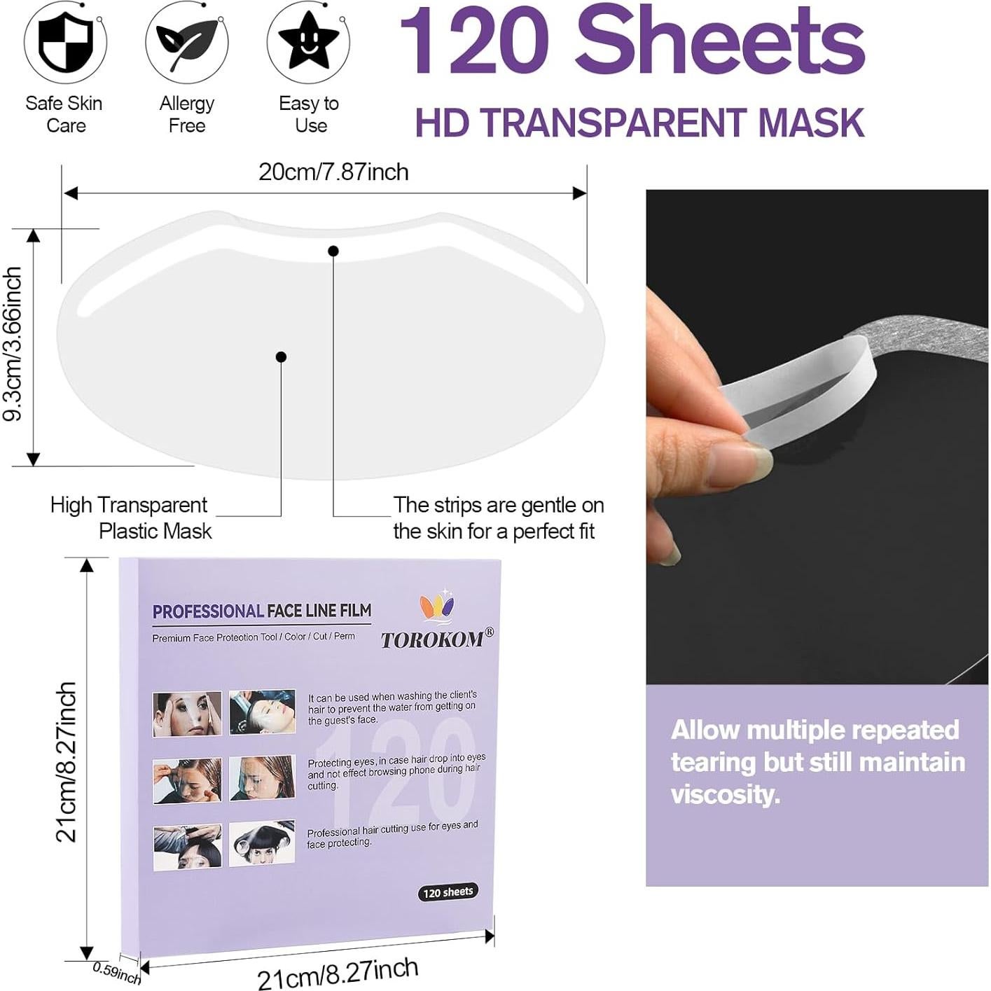 Protectores Faciales Desechables TOROKOM 120 PCS para Ducha