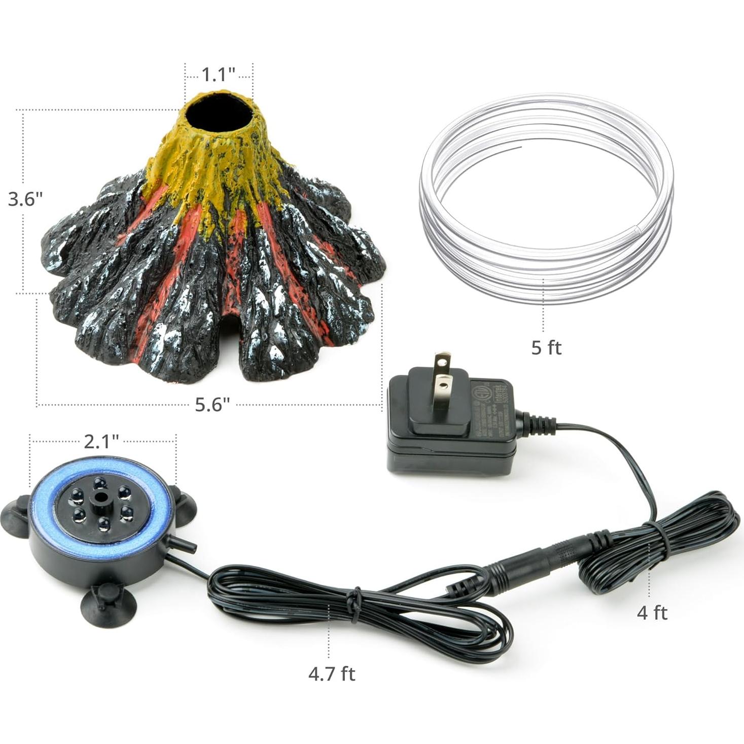Kit de Adorno de Volcán NICREW para Acuario con LEDs Multicolores