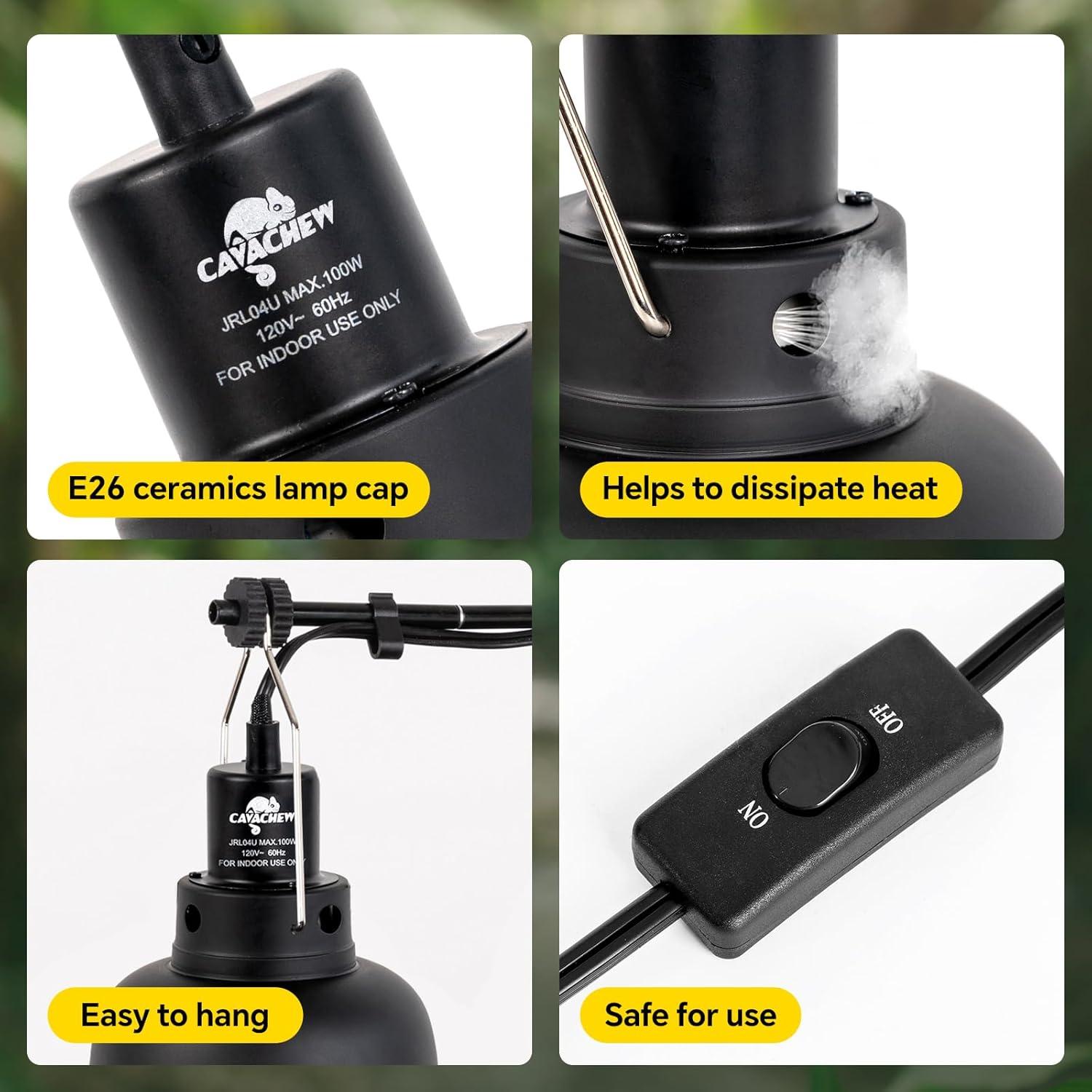 Fijaciones de Luz para Reptiles CAVACHEW 100W - 2 Piezas