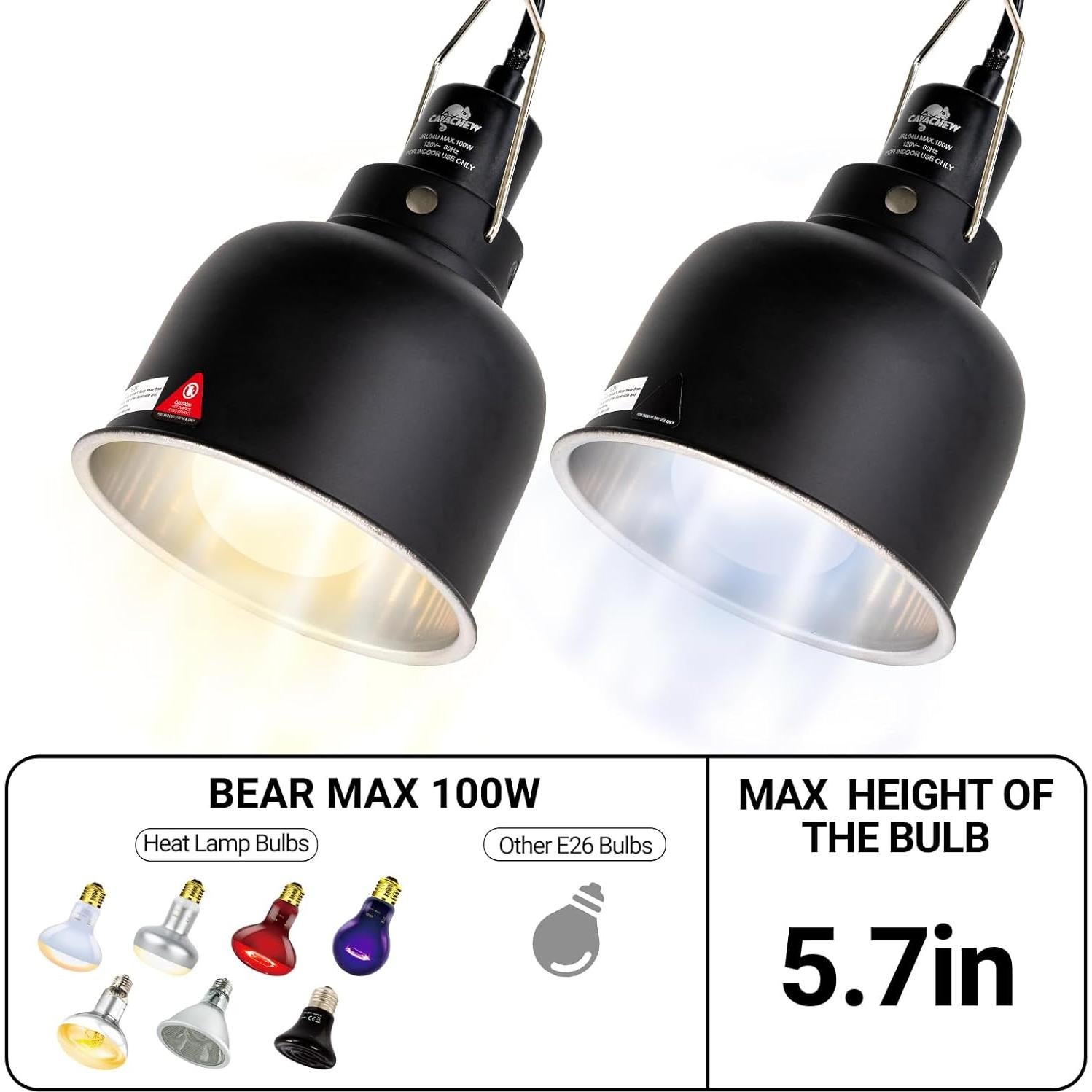 Fijaciones de Luz para Reptiles CAVACHEW 100W - 2 Piezas