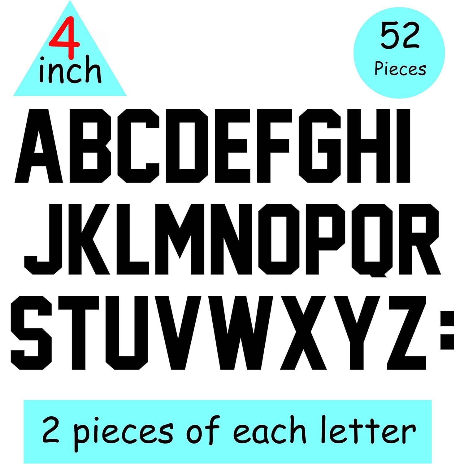 Letras de Hierro Transferibles Fanbay 52 Piezas 10.16 cm Negro