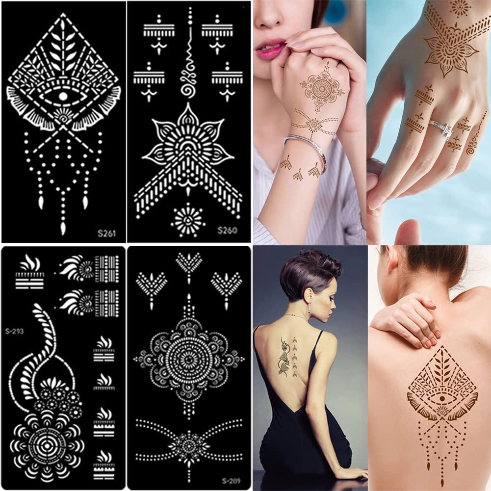 Kit de Tatuajes Temporales de Henna Xmasir - 16 Hojas Reutilizables