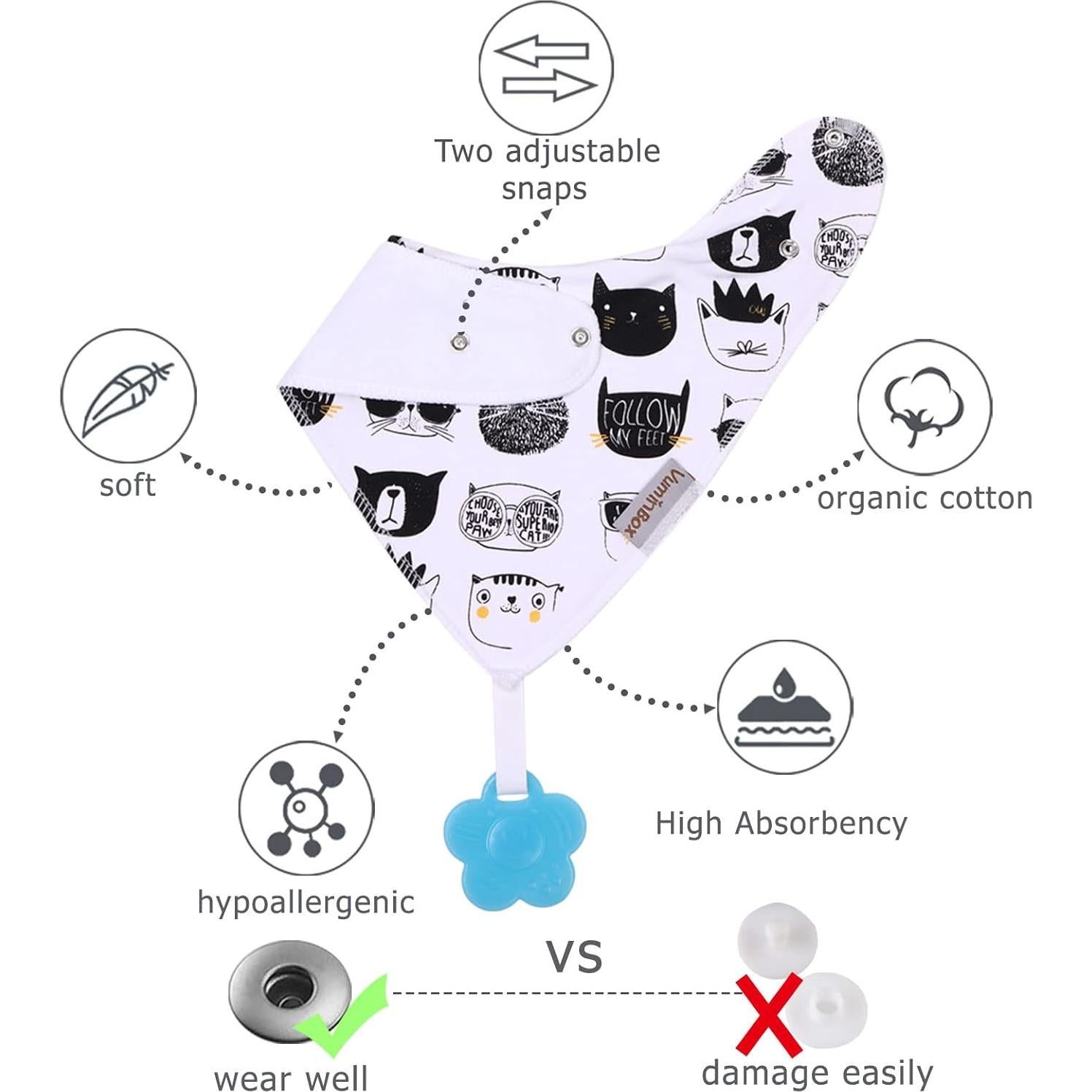 Baberos de Bandana para Bebés 6-Pack Algodón Orgánico Unisex