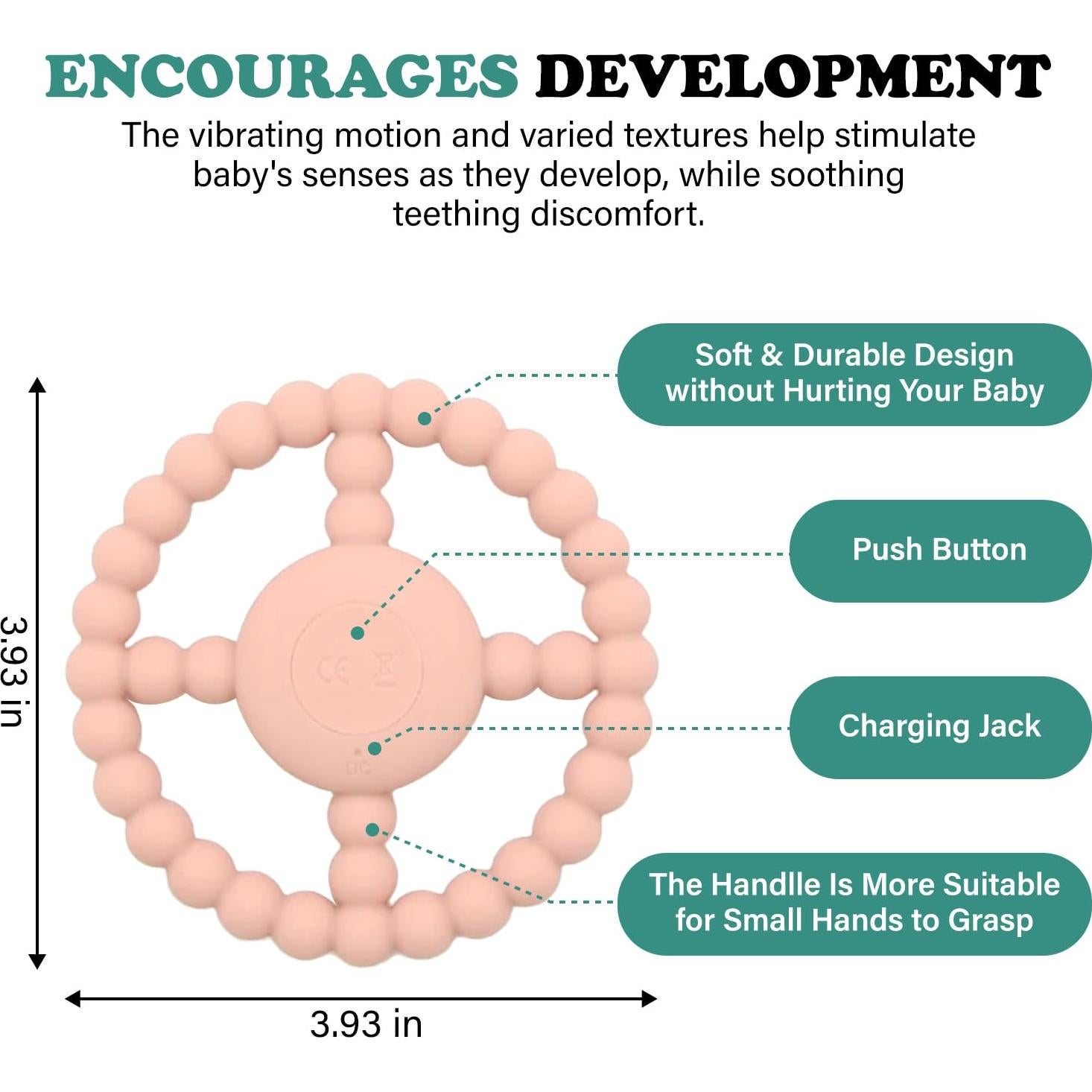 Anillo de Dentición ADORIPIE de Silicona para Bebés 6-18 Meses