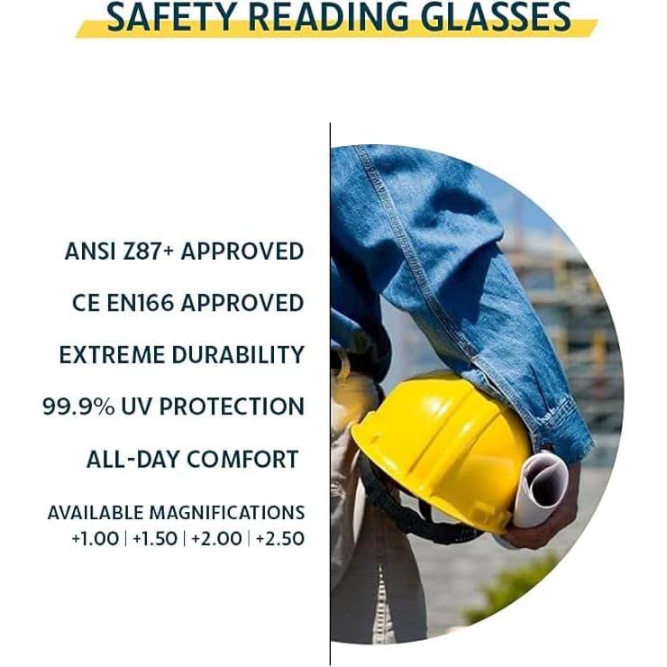 Gafas de Lectura de Seguridad Magnificadoras 1.0D - Marco Negro