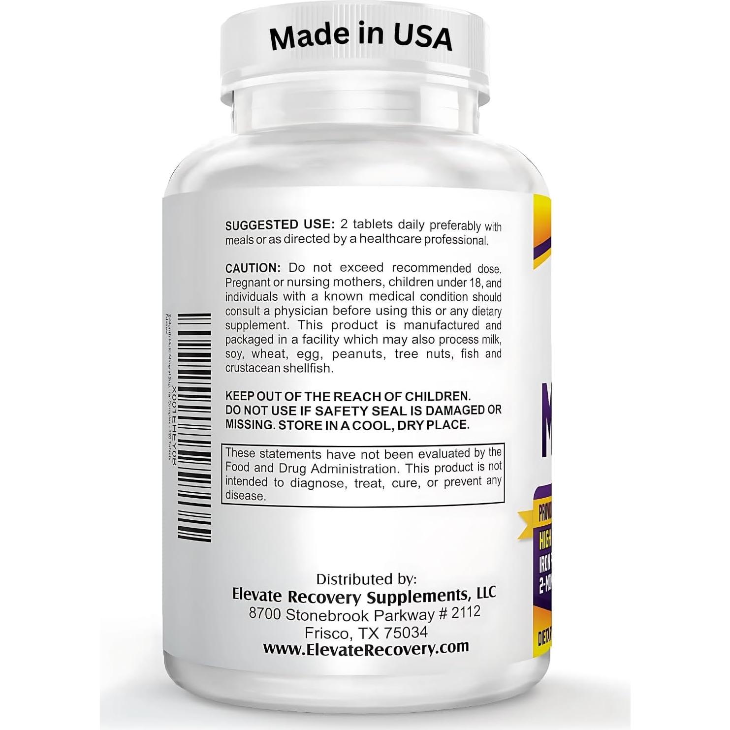 Suplemento Multimineral Sin Hierro Elevate 120 Tabletas