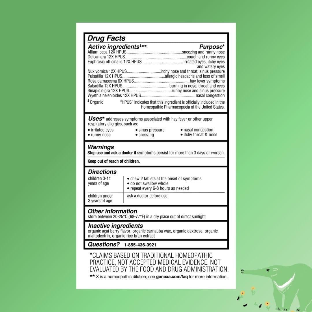 Genexa Kids Allergy Care 60 Tabletas Masticables Sabor Acai