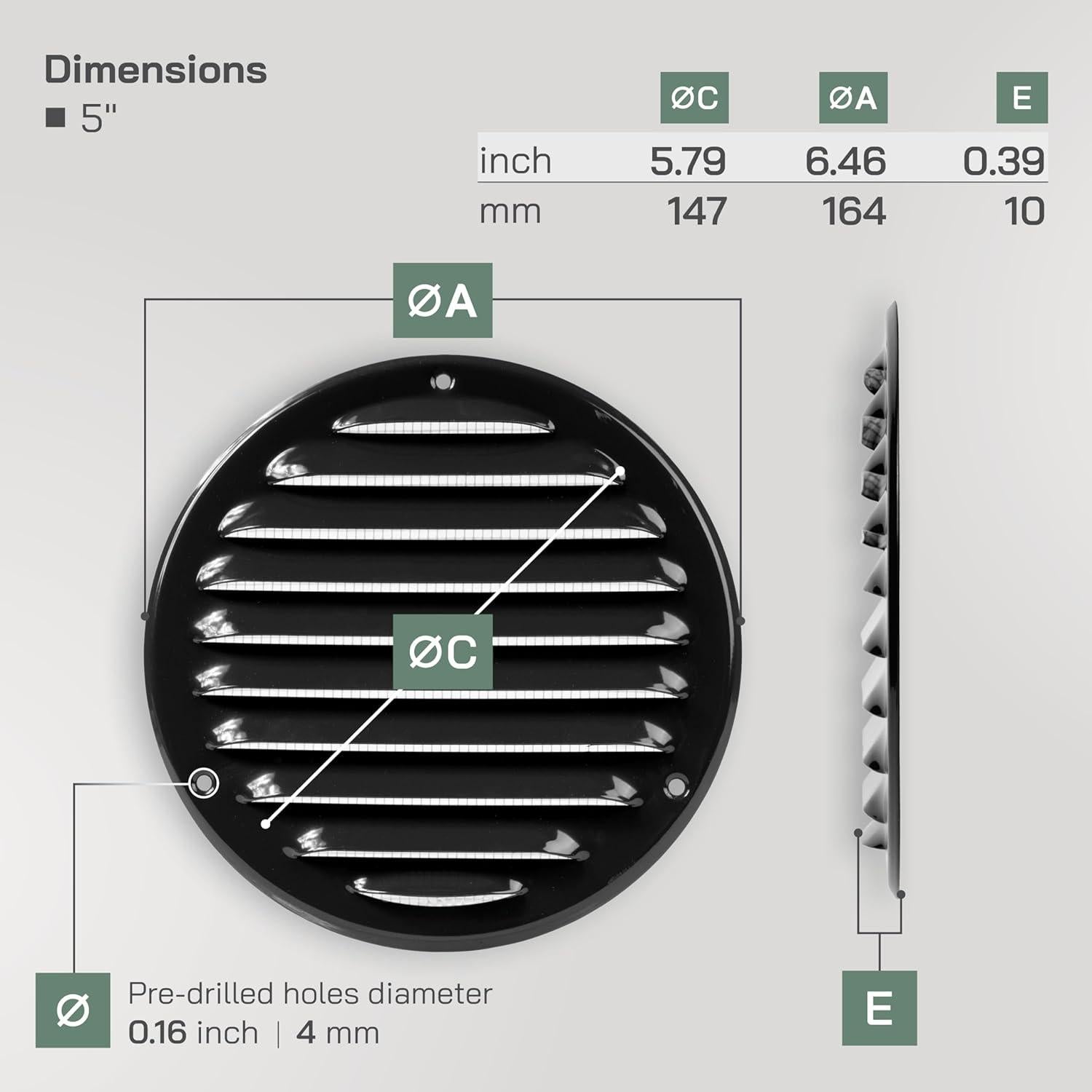 Cubierta de Ventilación Soffit Vent Systems 15.24 cm Negra