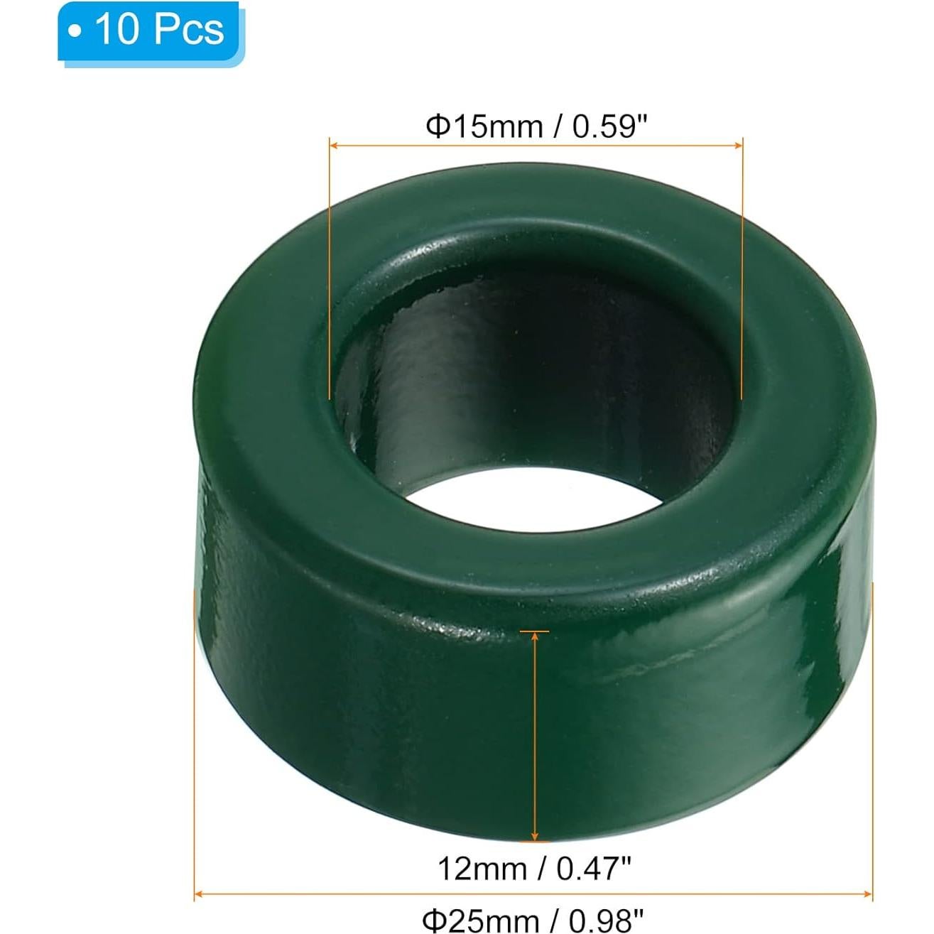 Núcleo Toroidal de Ferrita PATIKIL 10 Pcs 25x15x12 mm Verde