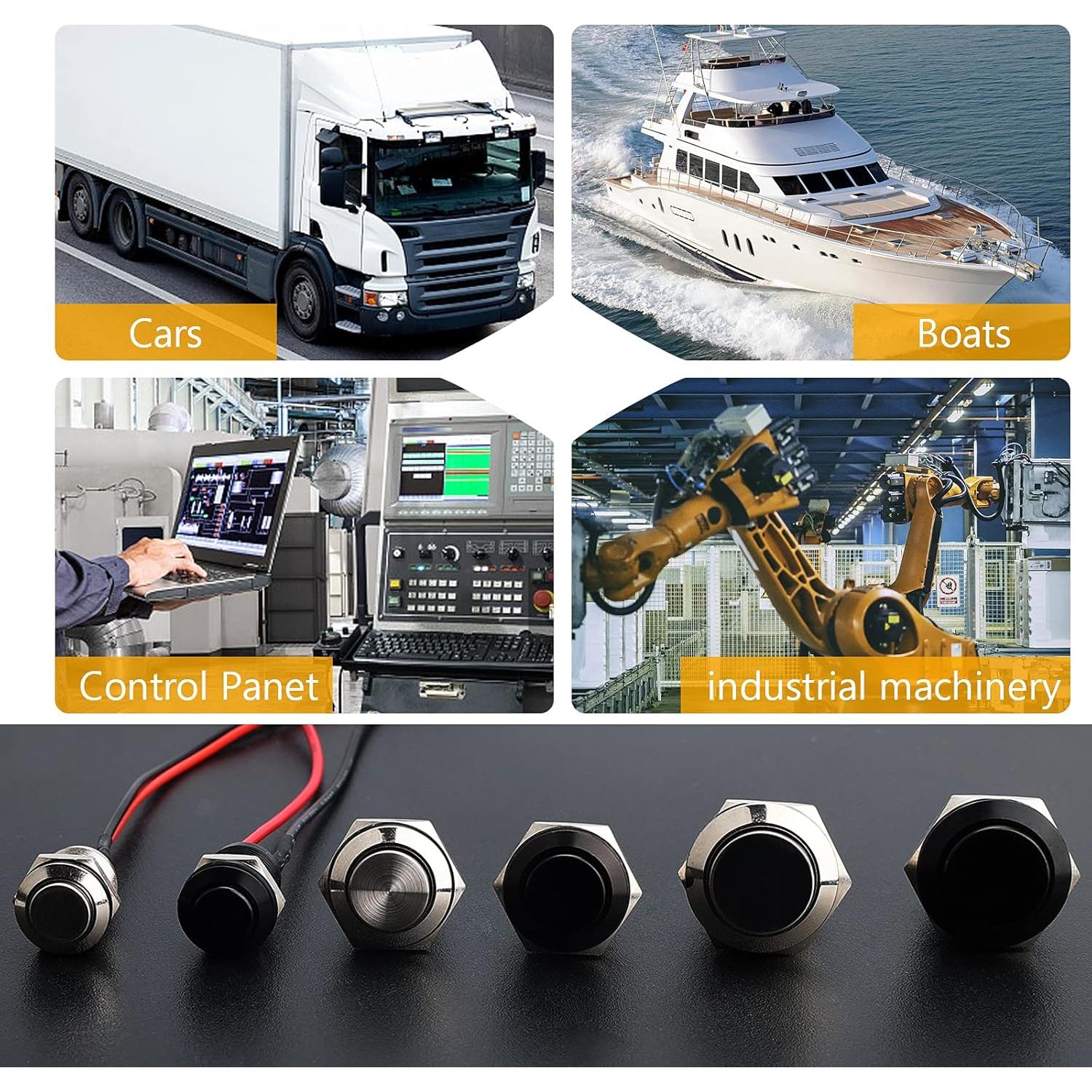 Interruptor de Botón Momentáneo STARELO 12mm IP65 5pcs