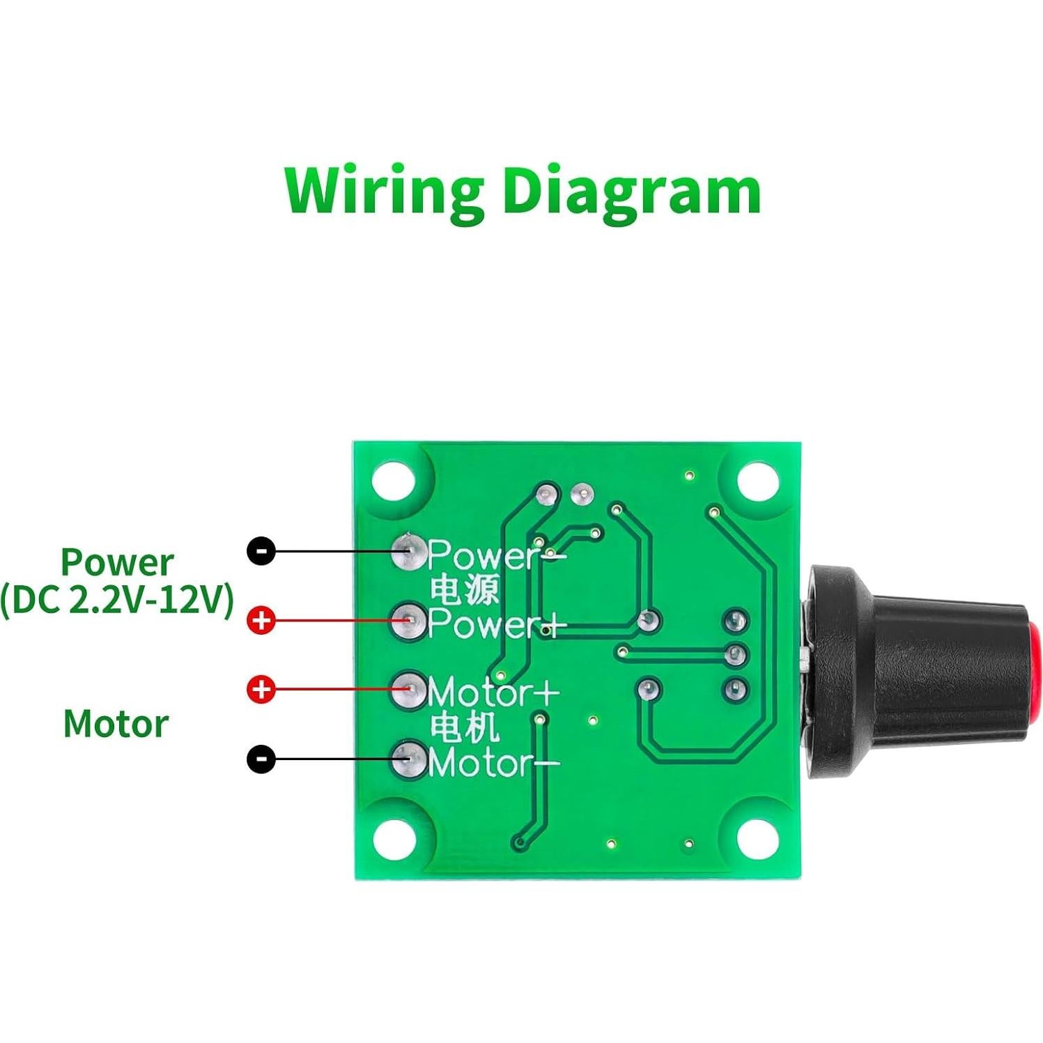 Controlador de Velocidad Motor CC PWM 1.8-12V 2A YELUFT