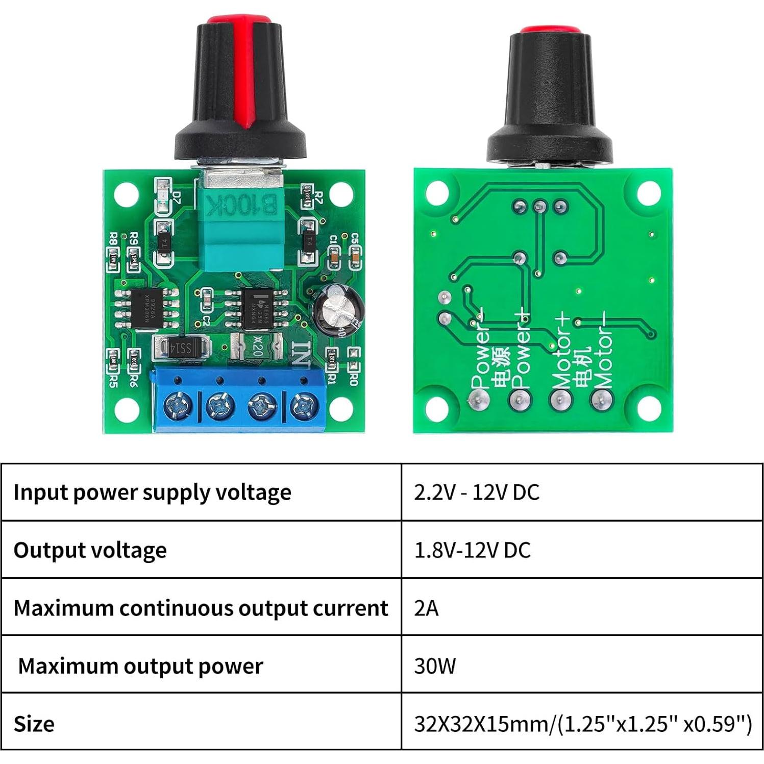 Controlador de Velocidad Motor CC PWM 1.8-12V 2A YELUFT
