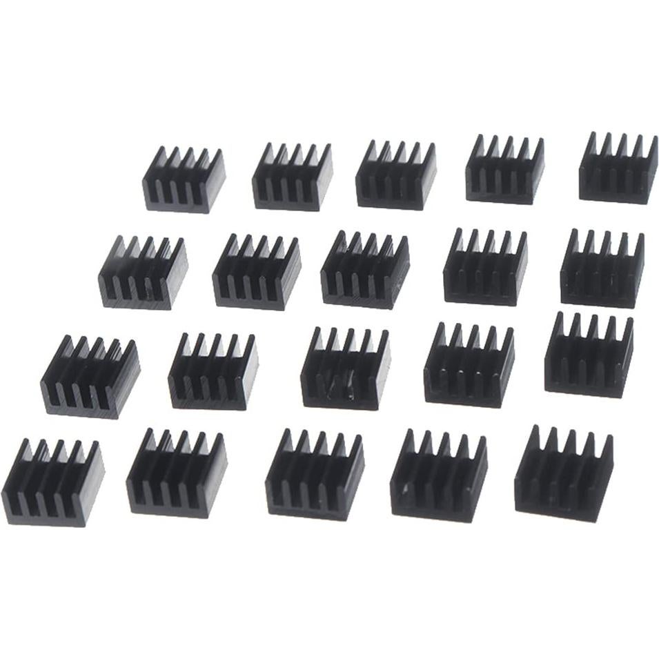 20 Disipadores de Calor de Aluminio Jienk 9x9x5mm con Cinta Térmica