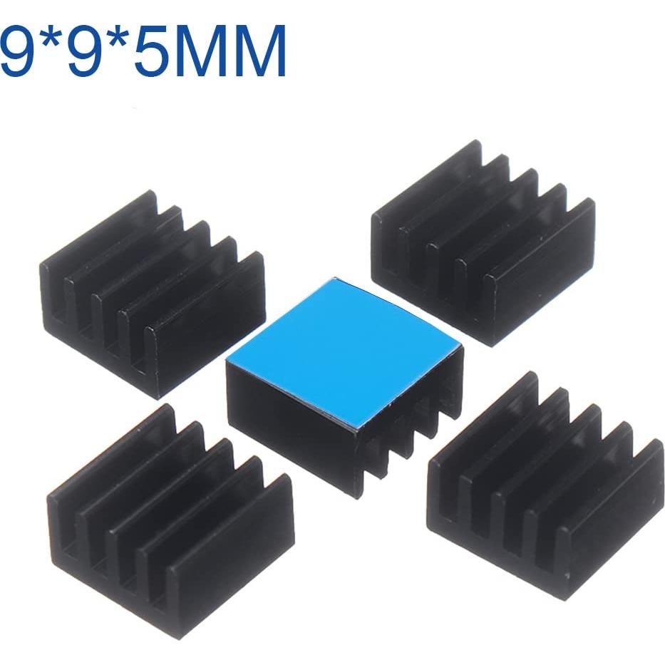 20 Disipadores de Calor de Aluminio Jienk 9x9x5mm con Cinta Térmica